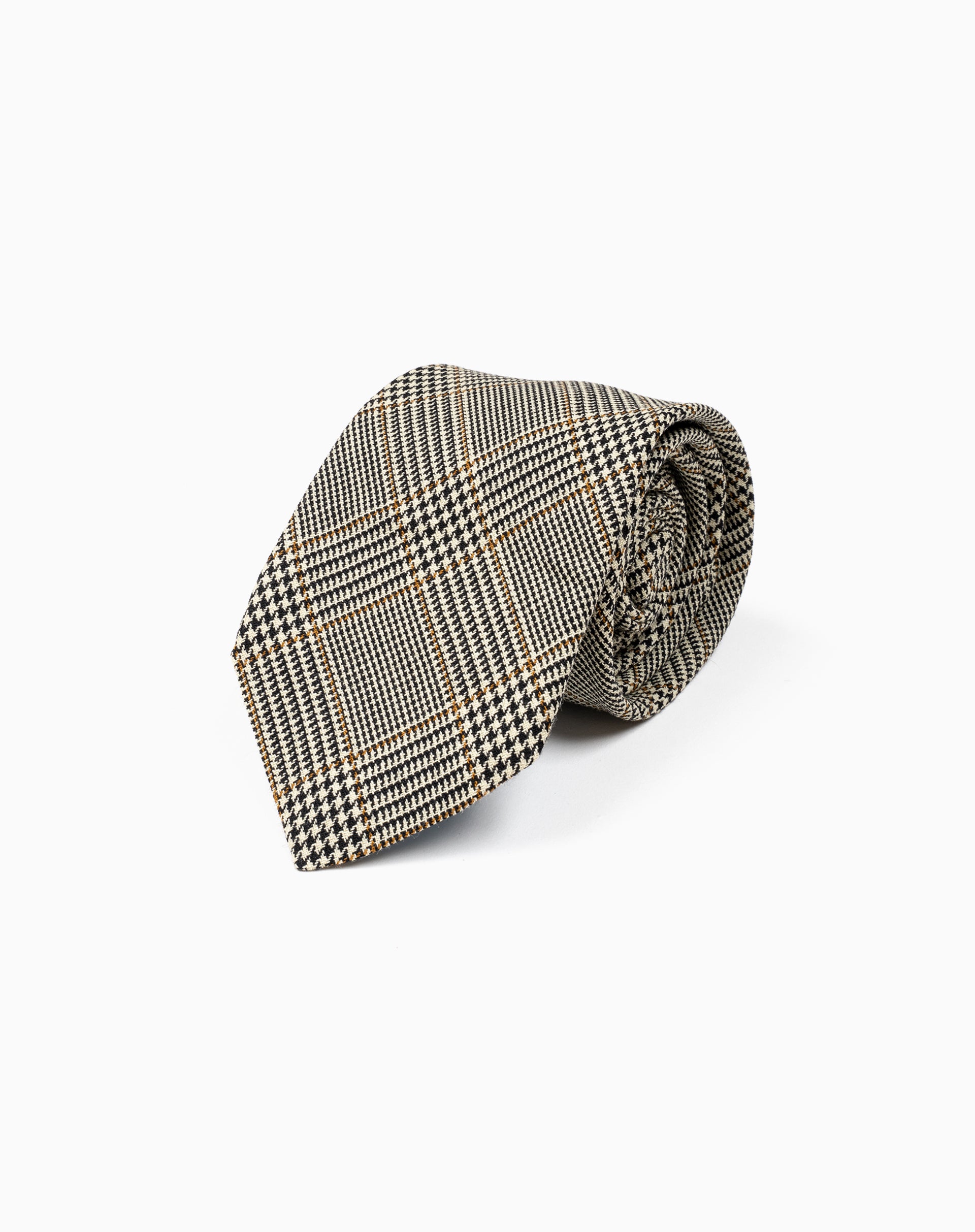 Men's Classic Black & Cream Glen Plaid Necktie - Premium Silk Tie for Business, Weddings & Formal Occasions