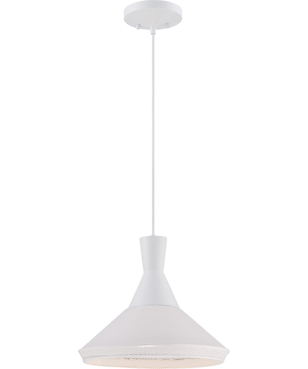 13W Luger 1-Light Pendant Light Fixture in Glacier White - Modern Ceiling Lighting for Kitchen, Dining Room or Bedroom