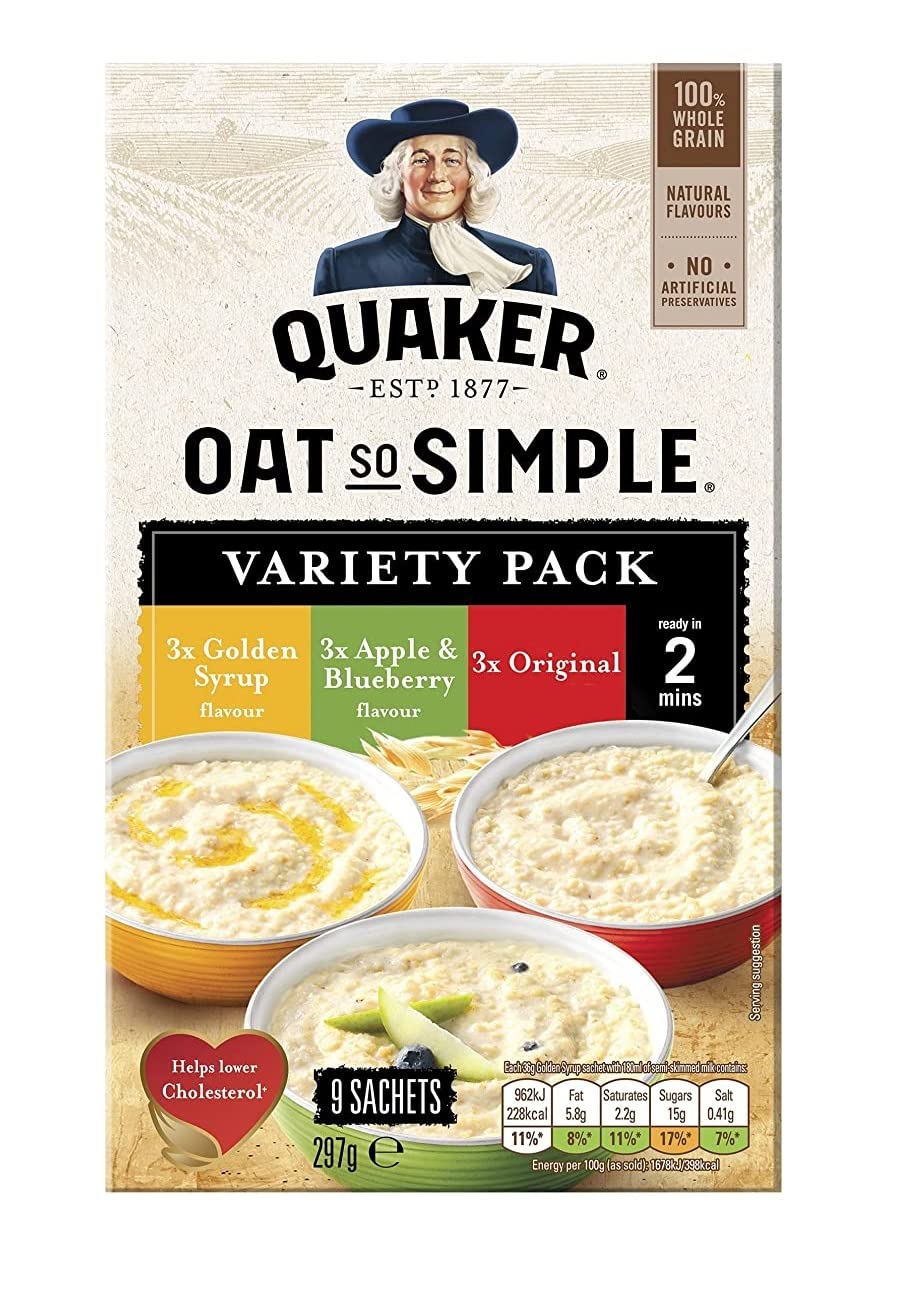 Quaker Oats Oat So Simple Variety Pack - 297g (10.5oz) Quick & Easy Breakfast Oatmeal - Perfect for Busy Mornings, Office Snacks & Healthy Eating