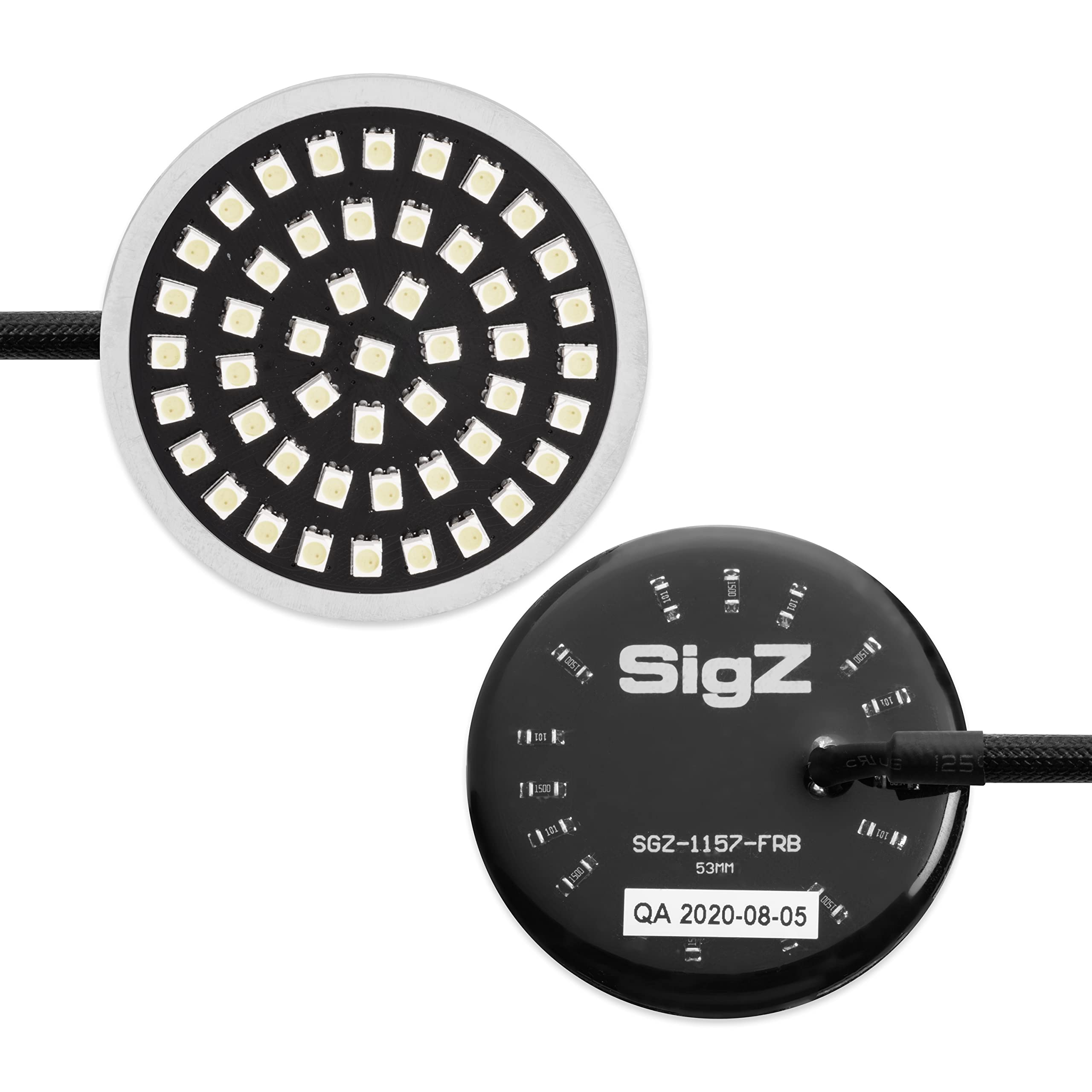 Rogue Rider Industries Sigz Black Label Front LED Turn Signals with White Running Lights (1157) - Compatible with Harley Davidson Sportster, Street Glide, Road King, Softail, Electra, Heritage, Dyna - Enhanced Visibility for Night Riding & Safety
