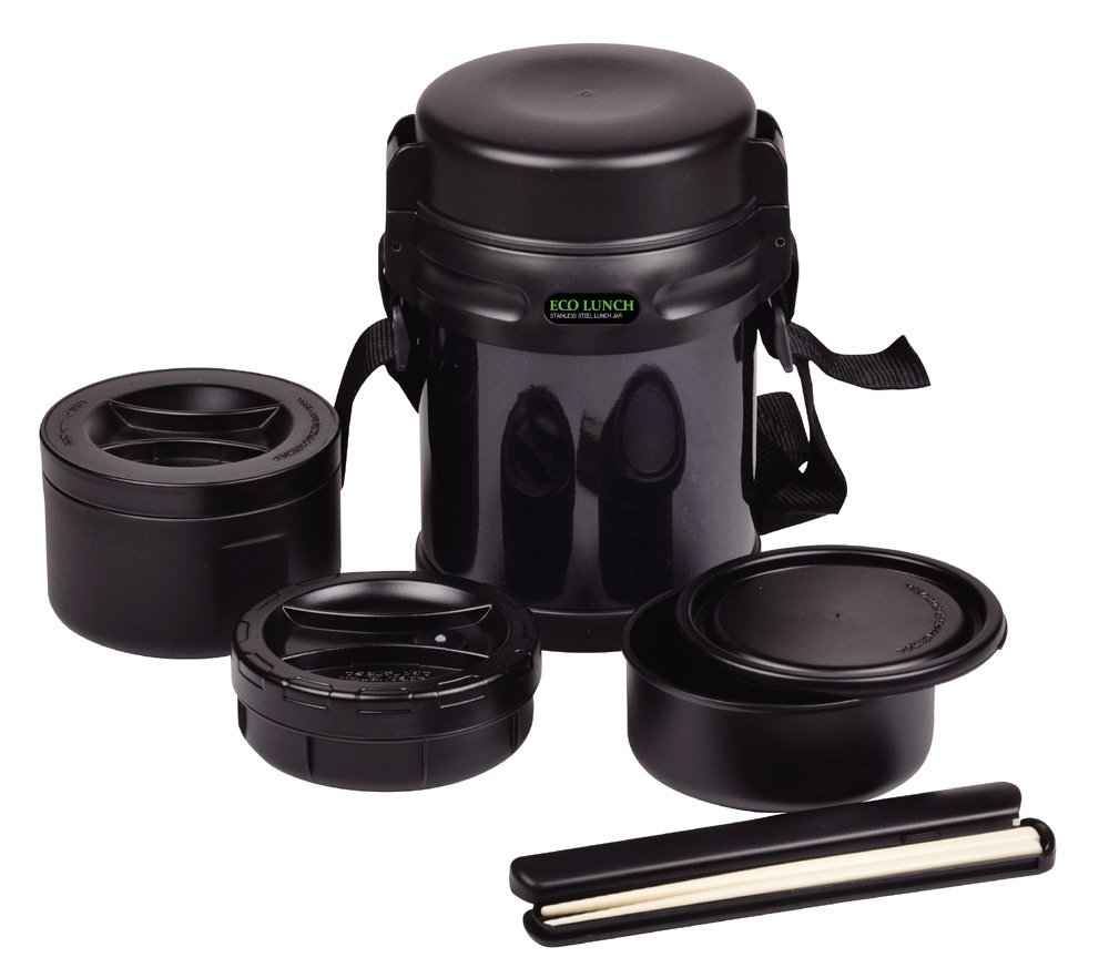 Premium Stainless Steel Thermal Lunch Box - 2 Cups (16oz) Double-Walled Vacuum Insulated Food Container - Eco-Friendly & Leak-Proof for Office, School, Picnics & Travel - Pearl Metal HB-253 Black Rice Bowl
