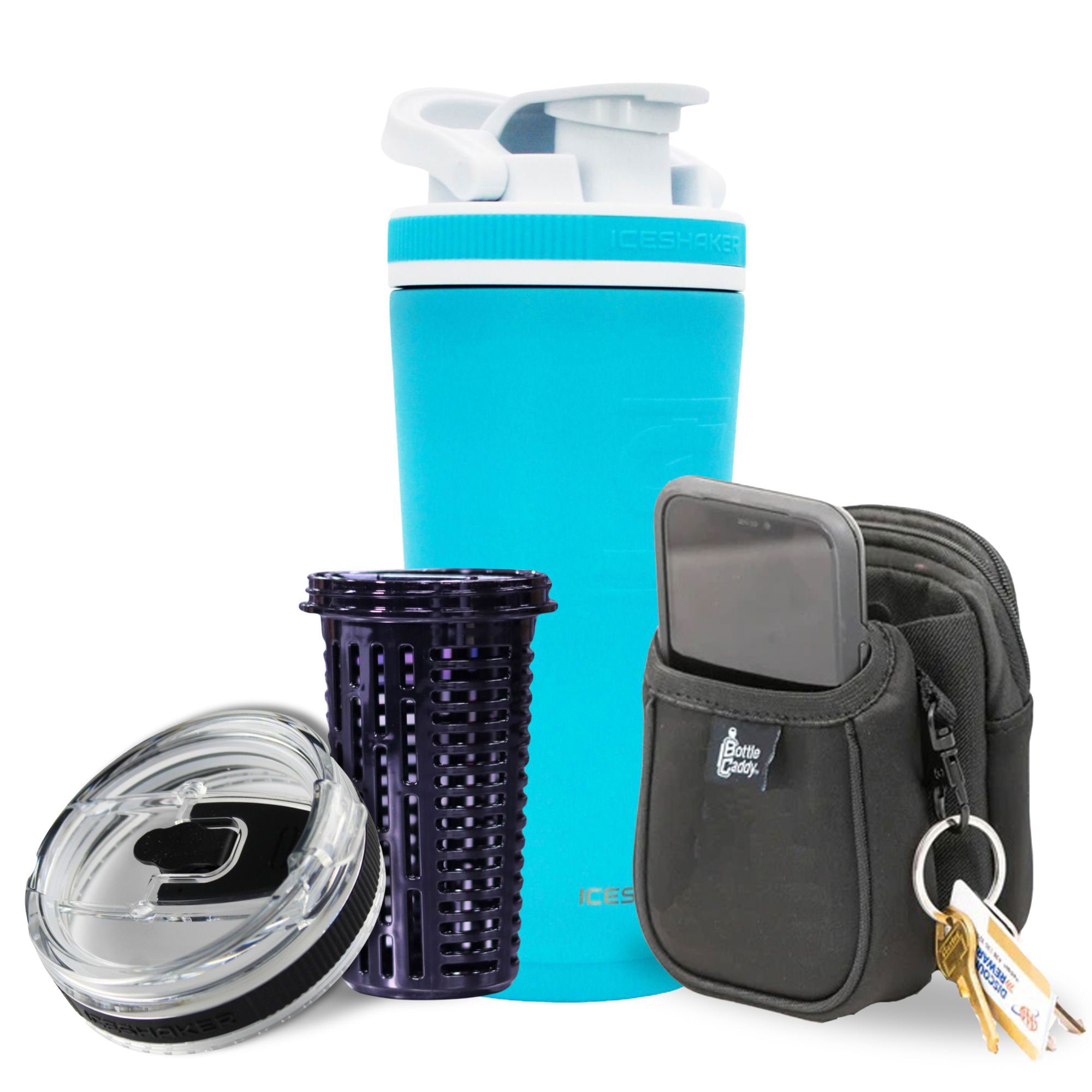 Premium 26oz Caribbean Blue Insulated Ice Shaker Bottle Bundle - Leakproof Stainless Steel Protein Shaker Cup for Gym, Workouts & Outdoor Activities - Perfect for Smoothies, Protein Drinks & Cold Beverages