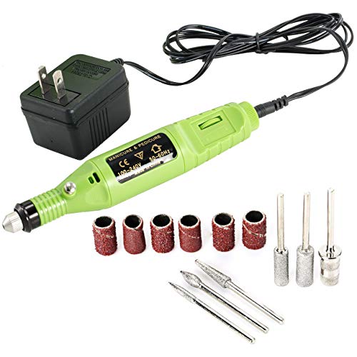 iMeshbean Professional Electric Nail Drill Machine - Manicure Pedicure Kit for Toe & Finger Nails, Nail Art File Drill with 6 Attachments (USA Stock, Green) - Perfect for Salon, Home & Travel Nail Care
