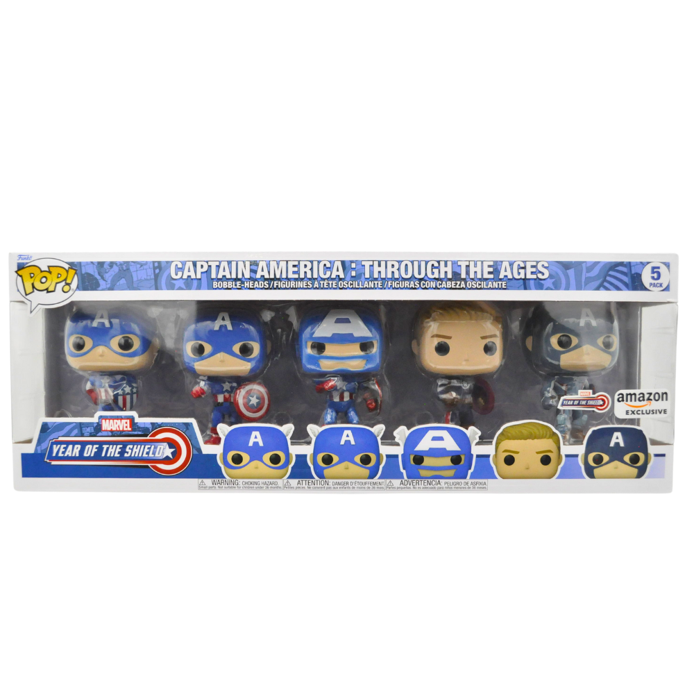 Funko Pop! Marvel Captain America: Through the Ages 5-Pack Action Figure Set - Amazon Exclusive Collectible for Marvel Fans & Comic Book Display