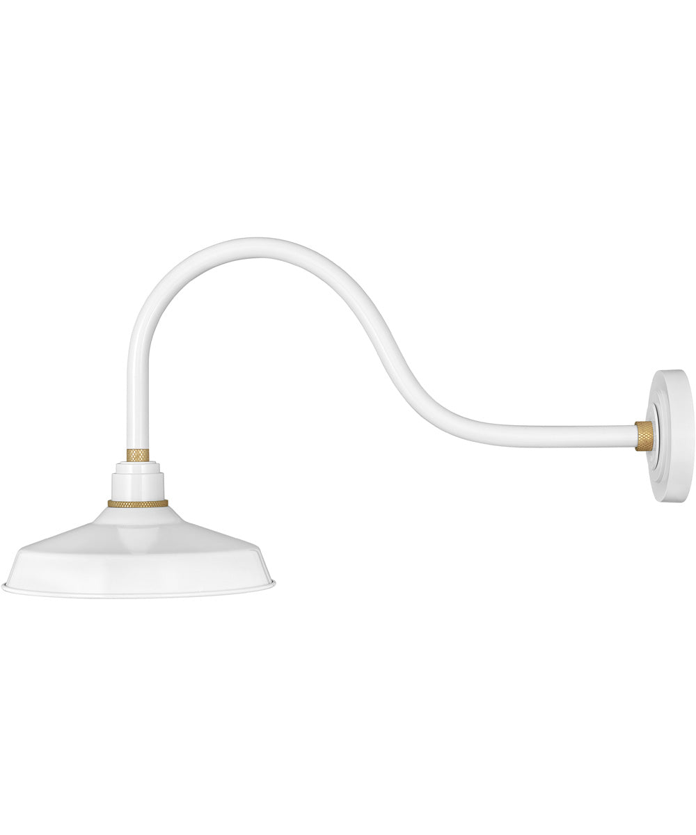 1 Light Large Gooseneck Outdoor Barn Light in Gloss White - Durable Exterior Lighting for Porch, Garage, Shed & Farmhouse Decor