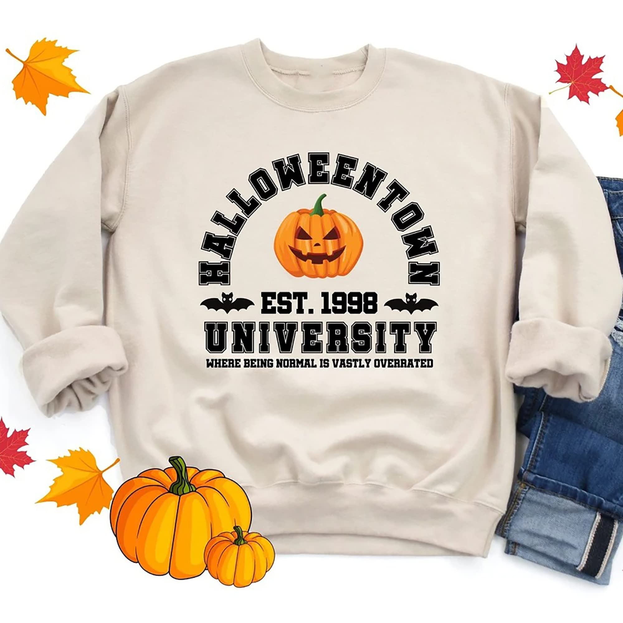 Halloweentown University Sweatshirt - Halloween Town College Hoodie for Men & Women - Cozy Halloween School Pullover - Halloweentown University of Ghouls Apparel - Perfect for Halloween Parties, Cosplay, and Casual Wear
