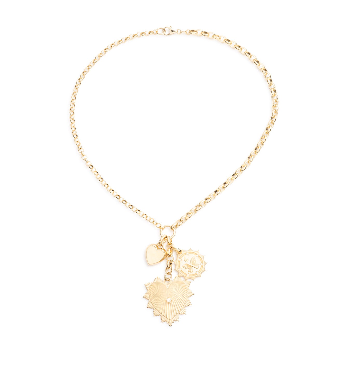 Heart Love Token & Reverie Heart Ingot Necklace - Heavy Mixed Belcher Chain Extension for Women | Perfect for Valentine's Day Gifts, Anniversary Jewelry & Boho Fashion Accessories