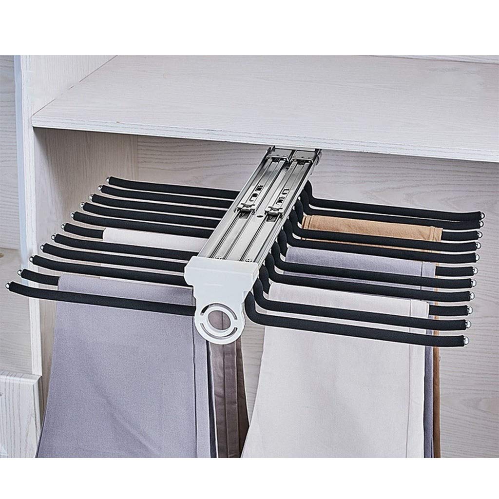 Space Saving 22-Arm Stainless Steel Sliding Pants Hanger - Closet Organizer for Trousers, Towels, Scarves & Ties | Perfect for Small Closets & Wardrobe Storage Solutions