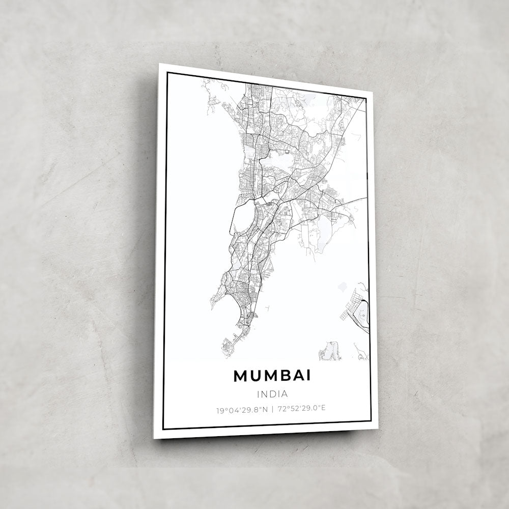 Stunning Mumbai Map Glass Wall Art - Handcrafted Glass Decor for Home & Office - Perfect for Living Room, Bedroom, or Gift Giving