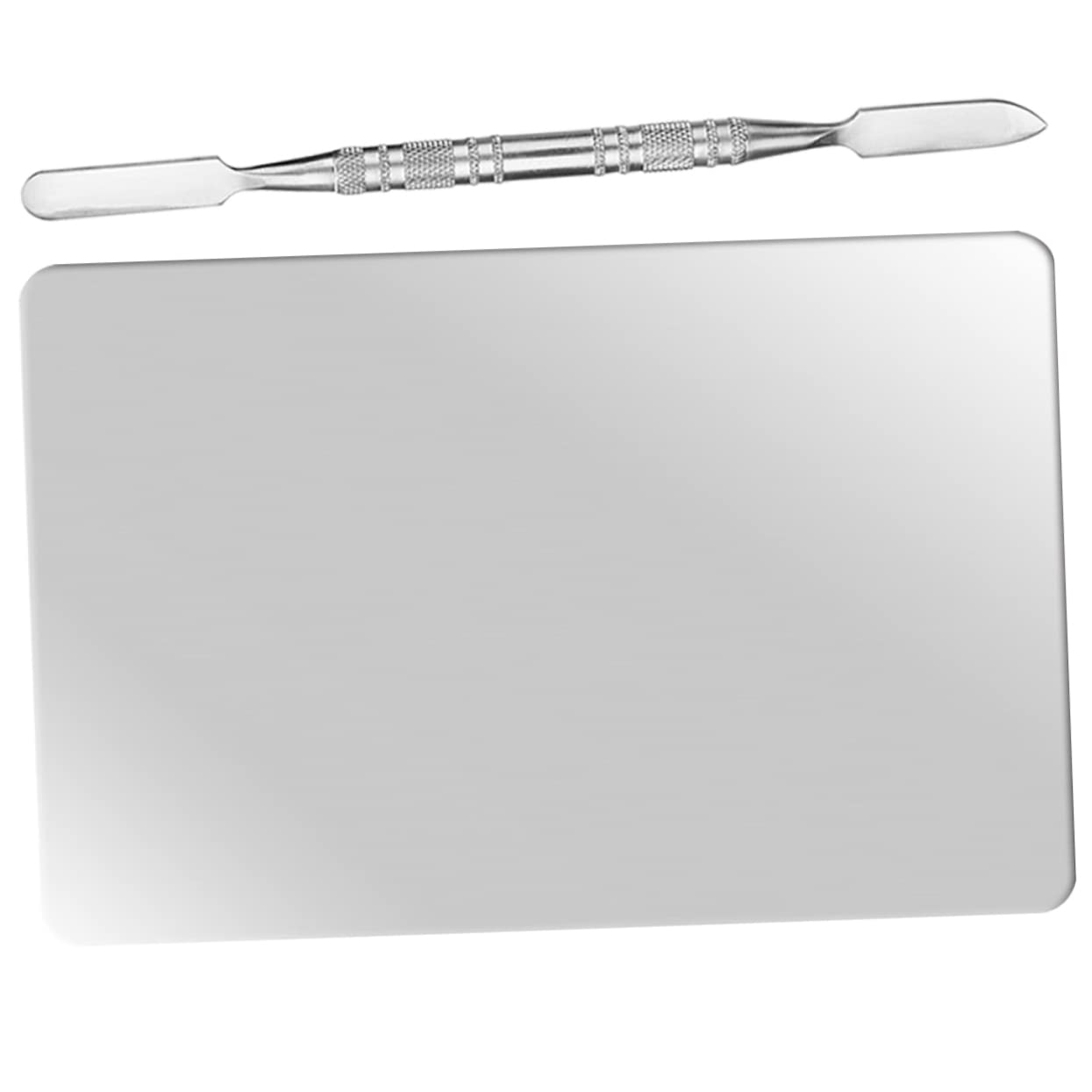 Minkissy 1 Set Stainless Steel Makeup Palette & Mixing Tools - Lipstick Palette, Nail Scraper, Foundation Spatula, Cosmetic Mixing Tray - Perfect for Professional Makeup Artists & DIY Beauty Enthusiasts at Home Salon