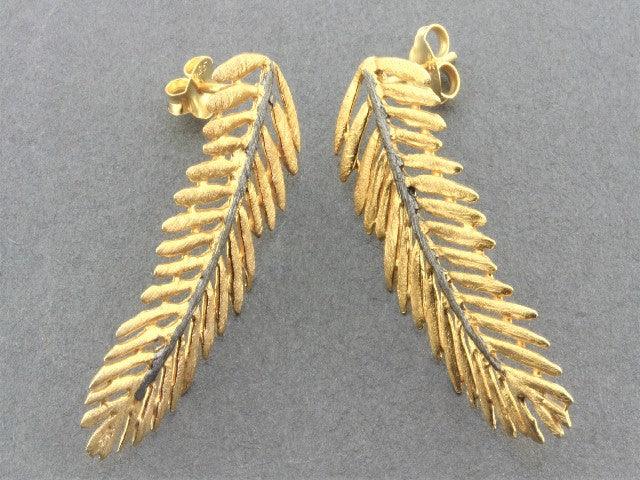 22Kt Gold & Oxidized Silver Cleopatra Fern Stud Earrings - Elegant Boho Jewelry for Women, Perfect for Parties, Weddings & Everyday Wear
