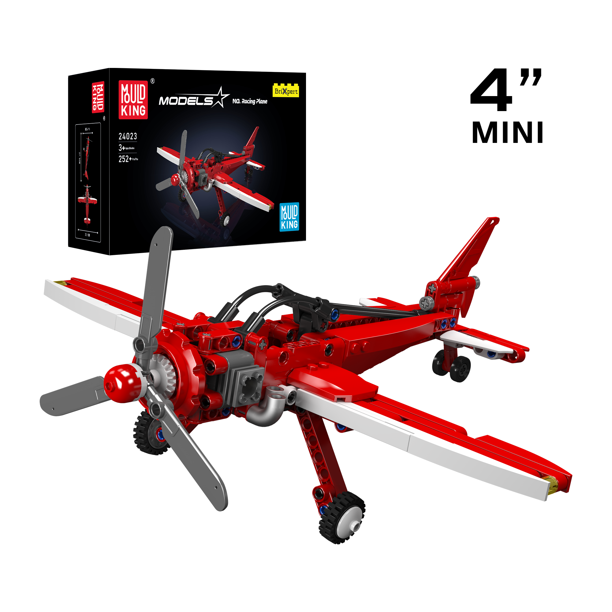 Mould King 24023 Racing Plane Building Toy Set - 252 PCS STEM Educational Building Blocks for Kids, Perfect for Creative Play & Birthday Gifts | Great for Indoor Activities & Aviation Enthusiasts