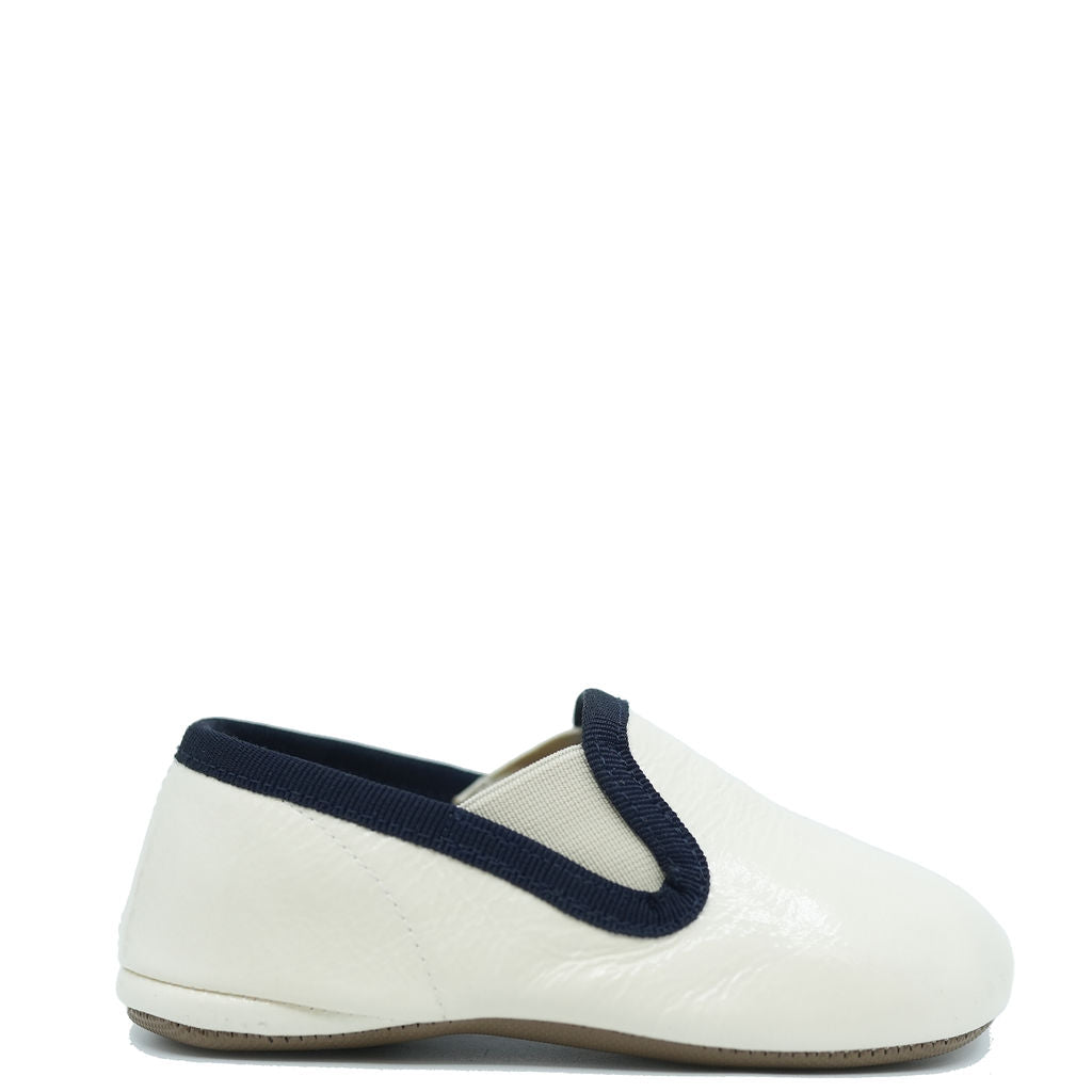 Pepe Ivory and Navy Piping Slip On Shoes - Comfortable Loafers for Men & Women - Perfect for Casual Wear, Office, and Travel