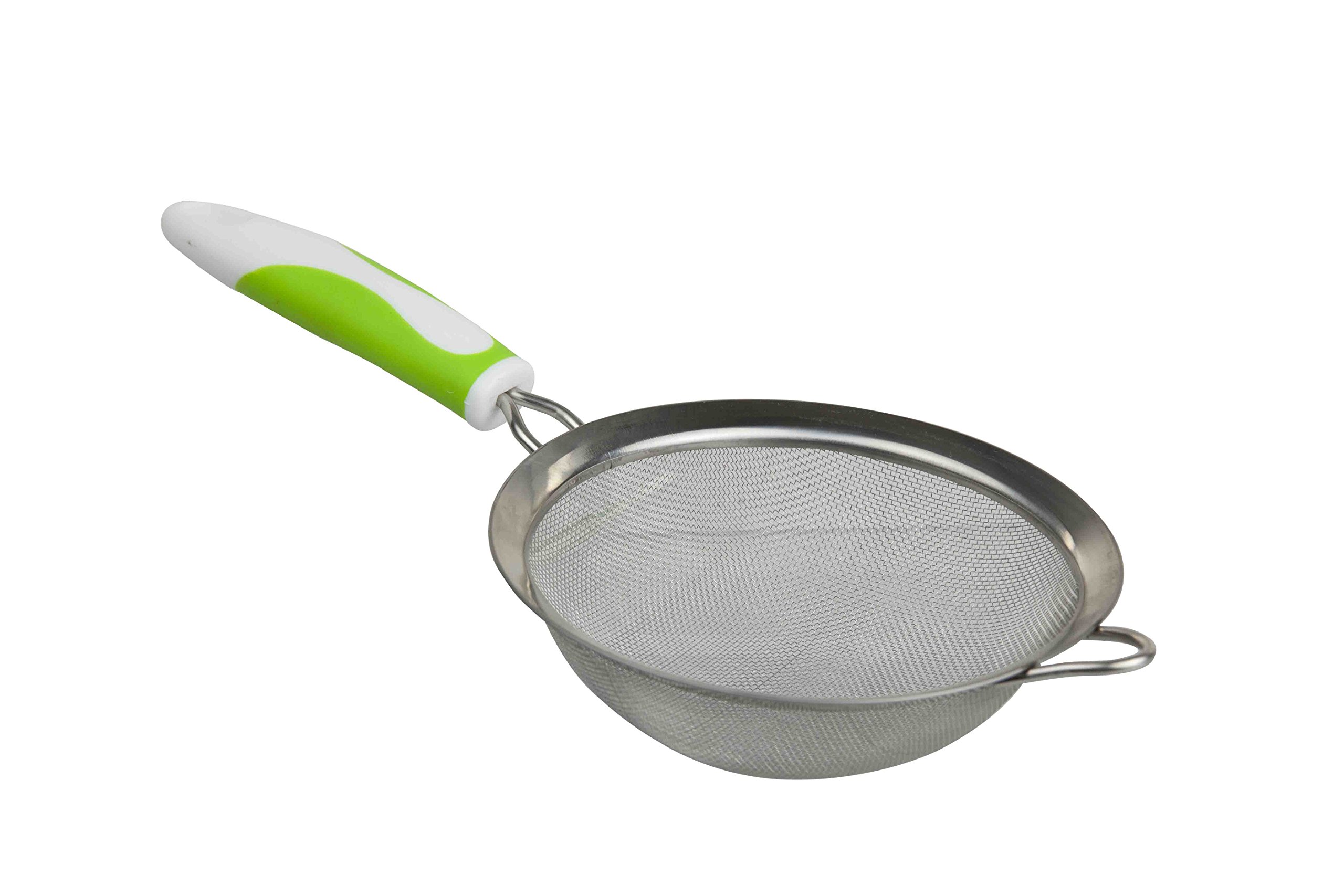 Home Basics Medium Green Strainer with Non-Slip Rubber Grip - Perfect for Kitchen, Cooking, and Draining Pasta, Vegetables, and Fruits