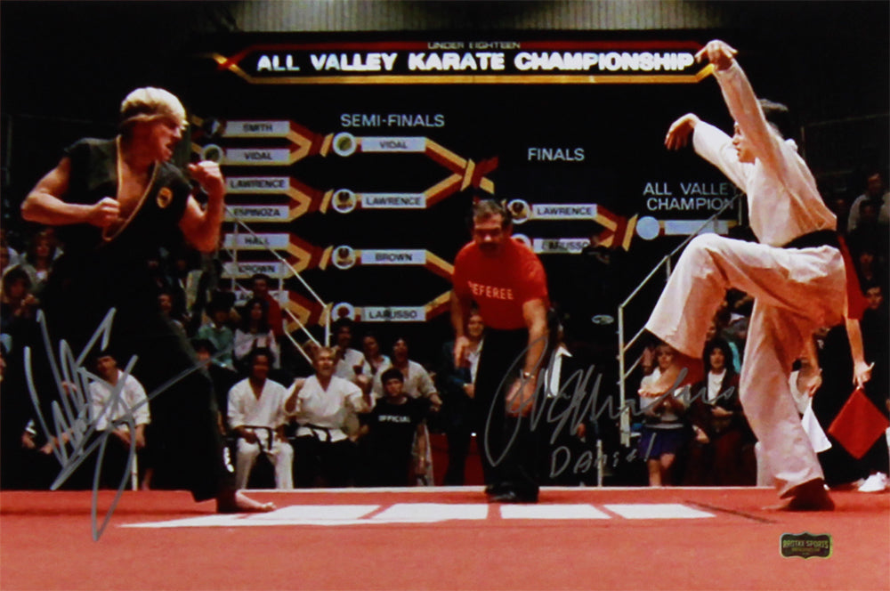 Ralph Macchio & William Zabka Autographed Karate Kid 11x17 Fight Poster with 