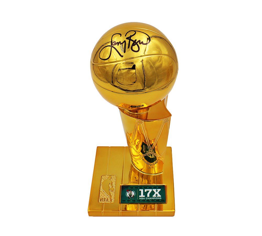 Larry Bird Autographed Boston Celtics 12 Inch NBA Championship Trophy - 17x NBA Champions Larry O'Brien Trophy Replica - Perfect for Sports Memorabilia Collectors and Celtics Fans Display