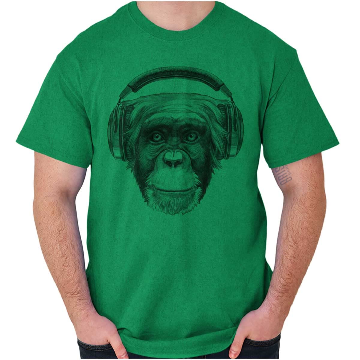 Smile Monkey Headphones Hipster Graphic T-Shirt for Men & Women - Funny Casual Wear for Music Lovers & Street Style