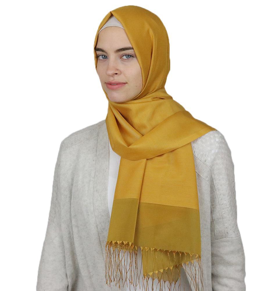 Armine Trend Taffeta Hijab Shawl - Golden Yellow Scarf for Women | Lightweight & Breathable Muslim Headscarf | Perfect for Daily Wear, Prayer, and Special Occasions