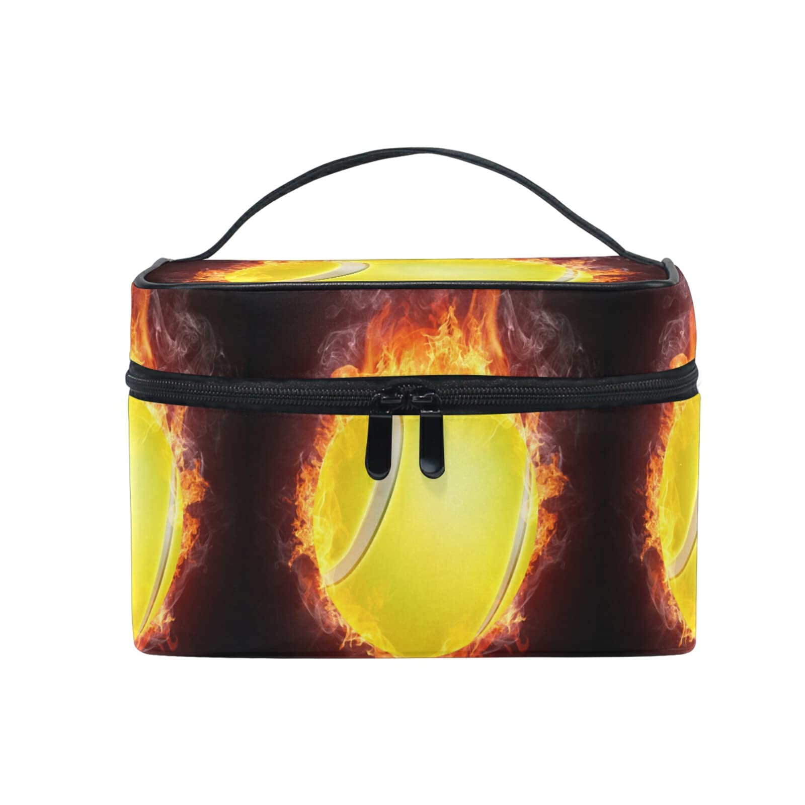 Cute Fire Tennis Ball Makeup Bag for Women - Waterproof Cosmetic Organizer & Travel Toiletry Case - Perfect for Gym, Travel, and Daily Essentials Storage