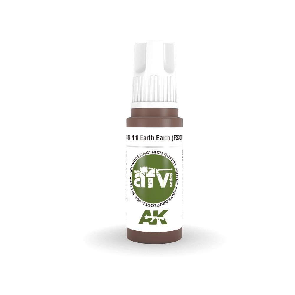 AK Interactive AK11338 AFV Series No.8 Earth Red FS30117 Acrylic Paint - 17ml Bottle for Military Model Kits & Miniatures - 3rd Generation Premium Quality for Scale Modeling & Dioramas
