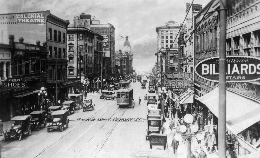 Vancouver BC Canada Granville Street Wall Art Poster - 12x18 Inches Framed Cityscape Print for Home & Office Decor - Perfect for Living Room, Bedroom, or Office Wall Display