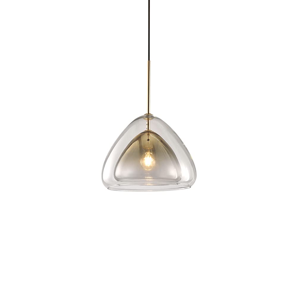 Modern Glass Pendant Light - Minimalist Double Layer Ceiling Lamp with Gradient Gold Finish for Living Room, Dining Room & Office Decor | Postmodern Hanging Lighting Fixture