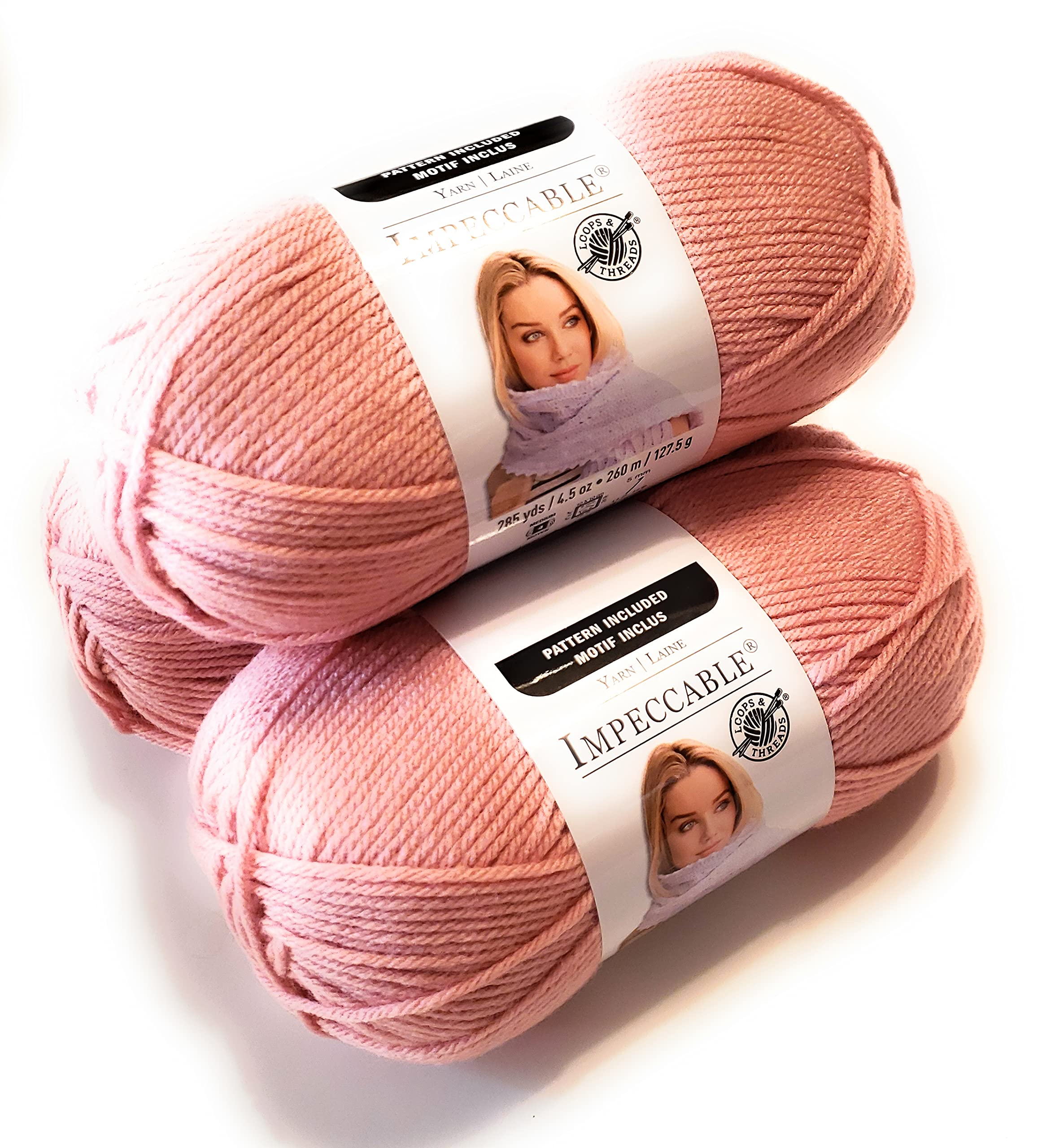 Soft Rose 3-Pack Premium Yarn by Loops & Threads - Perfect for Knitting, Crocheting & DIY Crafts