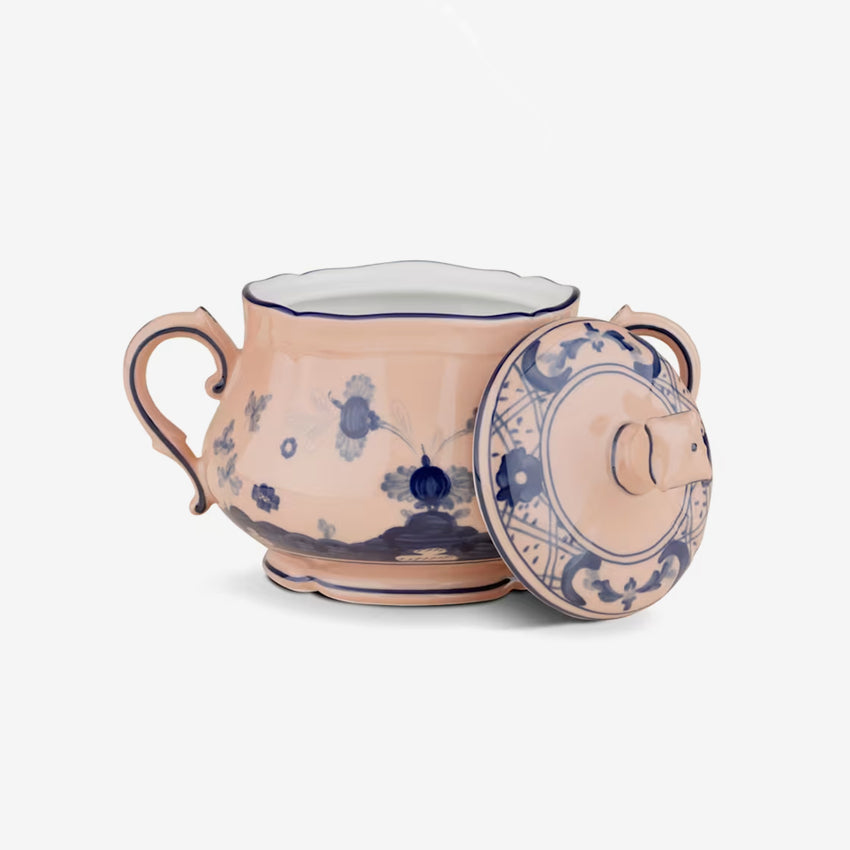 Ginori 1735 Oriente Italiano Porcelain Sugar Bowl with Lid - Elegant Tea Party & Coffee Serving Accessory for Home Dining