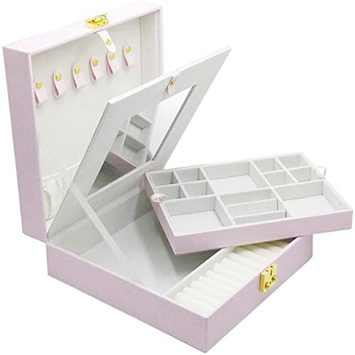 HEEQING AE205 PU Leather Jewelry Box - Portable Storage Organizer for Earrings, Necklaces, Rings - Light Purple Gift Box for Women | Perfect for Travel, Home Dressing Table & Jewelry Gifting