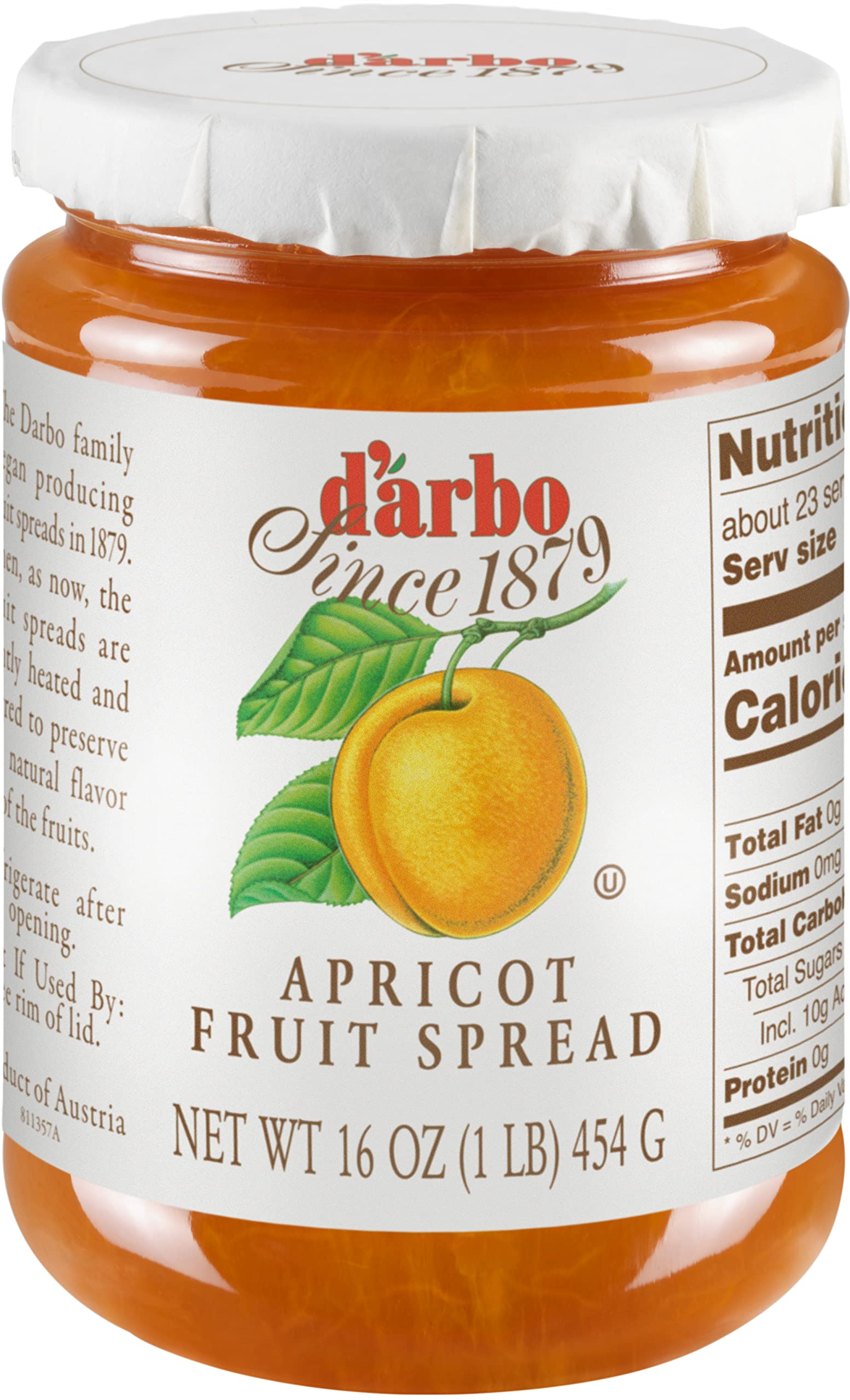 D’arbo All-Natural Apricot Fruit Spread, 16 oz (2 Pack) | No Artificial Preservatives | Pure Fruit Flavor | Perfect for Toast, Yogurt & Baking | Healthy Breakfast & Dessert Option