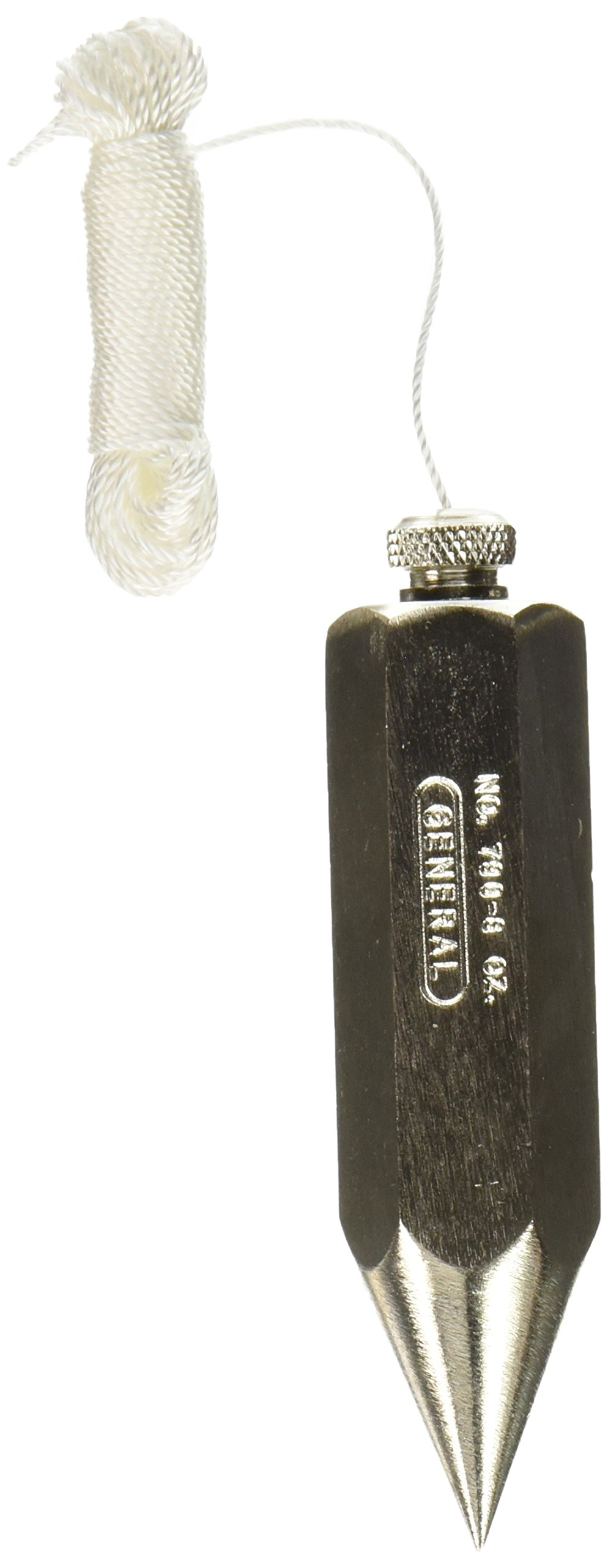 8oz Hexagon Steel Plumb Bob - General Tools 790-8 for Construction & Surveying