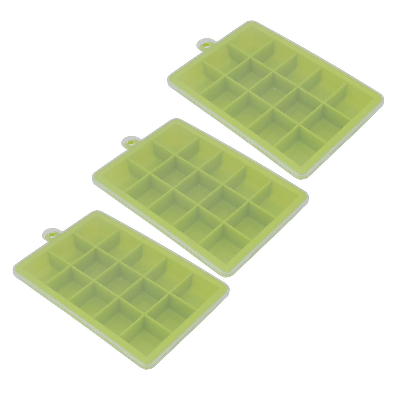 3-Piece Silicone Ice Cube Tray with Removable Lid - BPA-Free, Dishwasher Safe, Reusable for Cocktails, Smoothies & Home Use (Green) | Perfect for Bars, Parties & Everyday Drinks