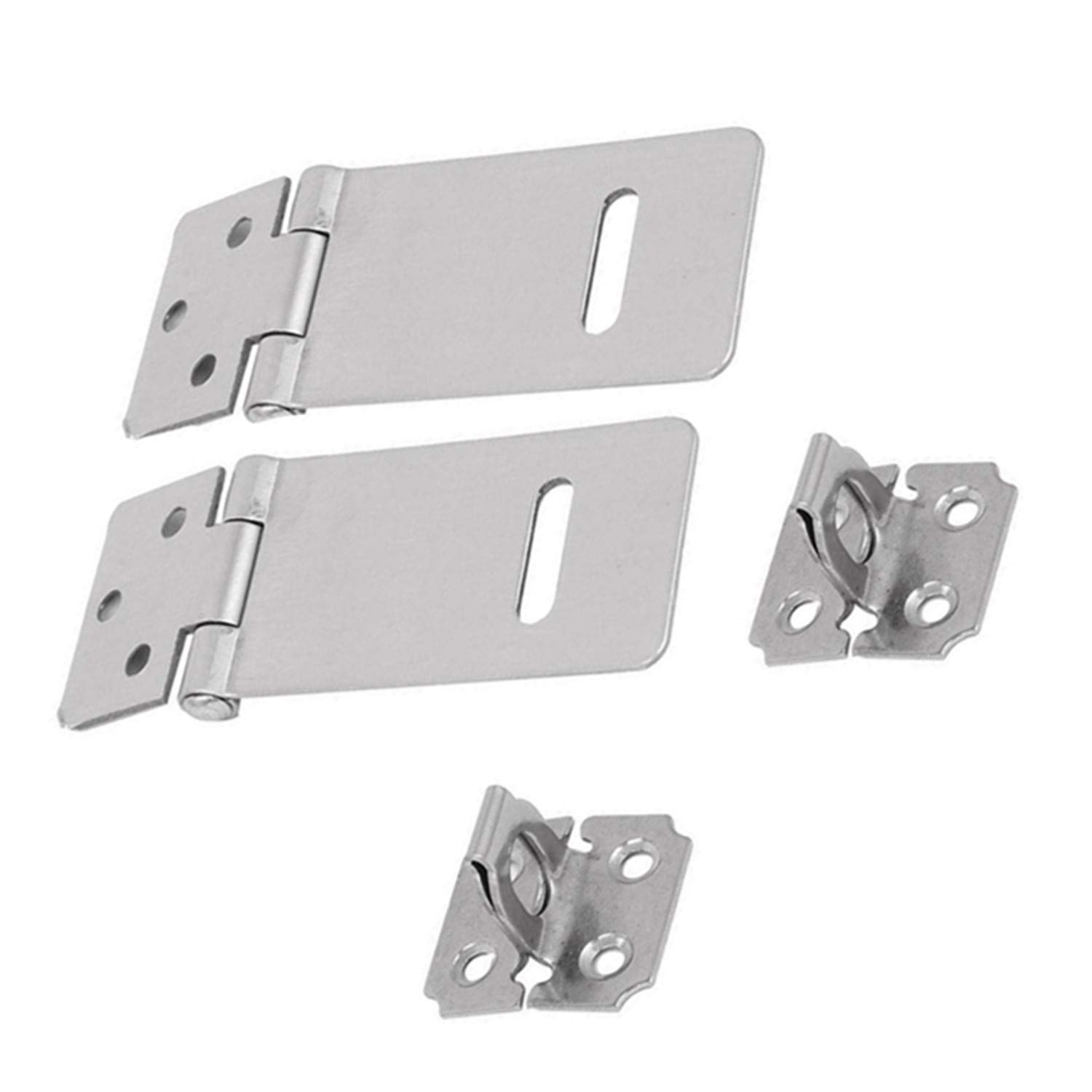 XMHF 2-Pack 3-Inch Stainless Steel Hasp Staple with Padlock - Heavy Duty Door Latch for Push/Sliding/Barn Doors, Gates & Sheds - Rustproof Security Lock for Outdoor & Indoor Use