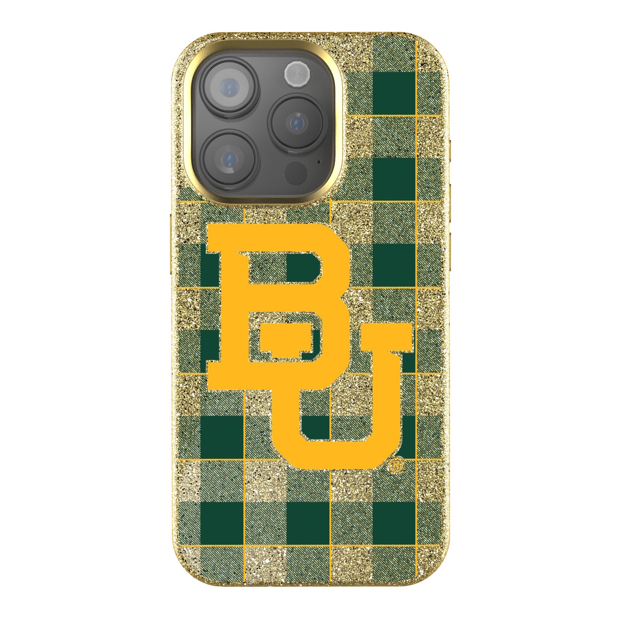 Baylor University Bears Plaid Rhinestone Phone Case - Stylish & Protective Cover for iPhone & Samsung - Perfect for Game Day & School Spirit