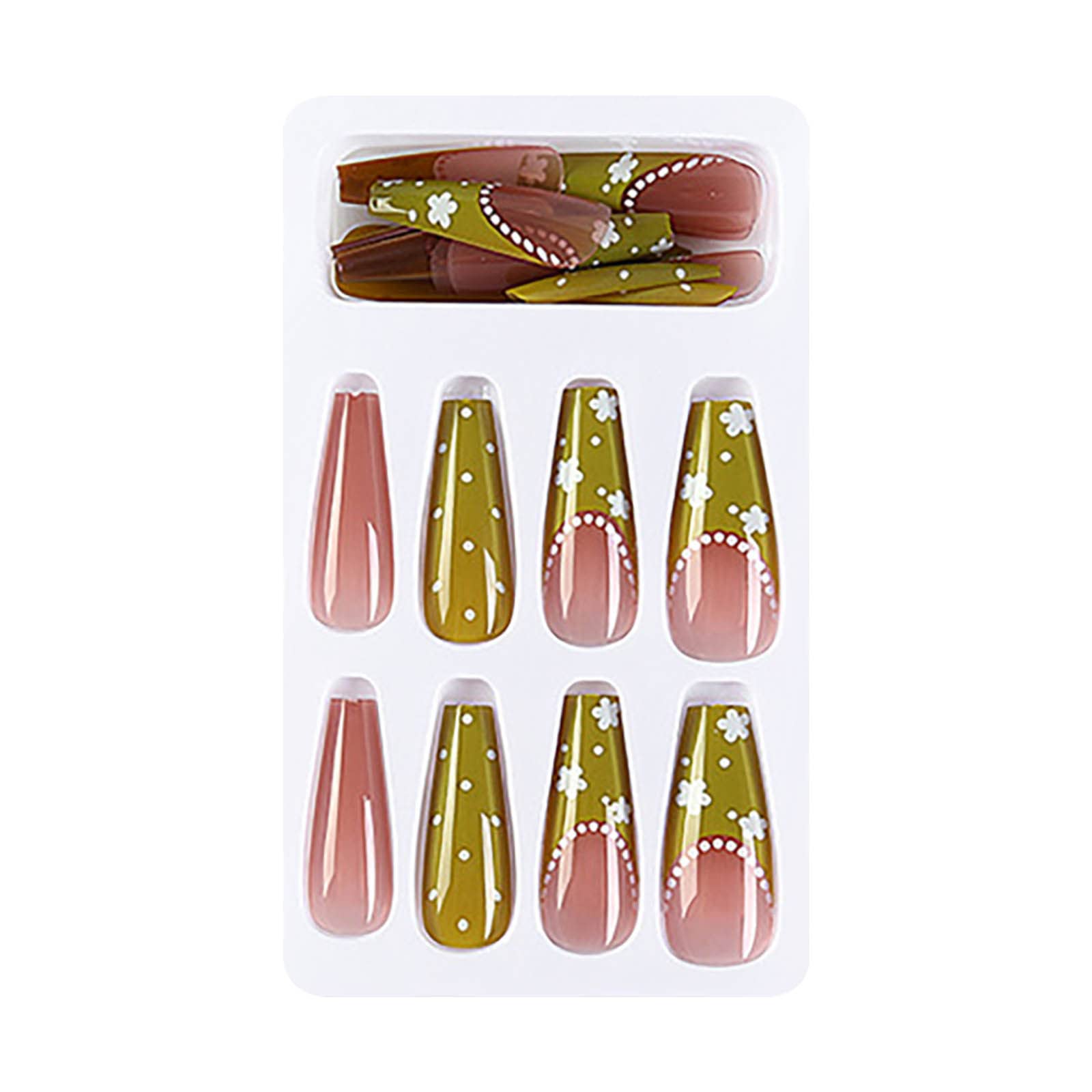 Elegant Ballet French Tip Nail Stickers with Floral Design - Long Wearable Nail Patches for Women | Perfect for Parties, Weddings & Special Occasions