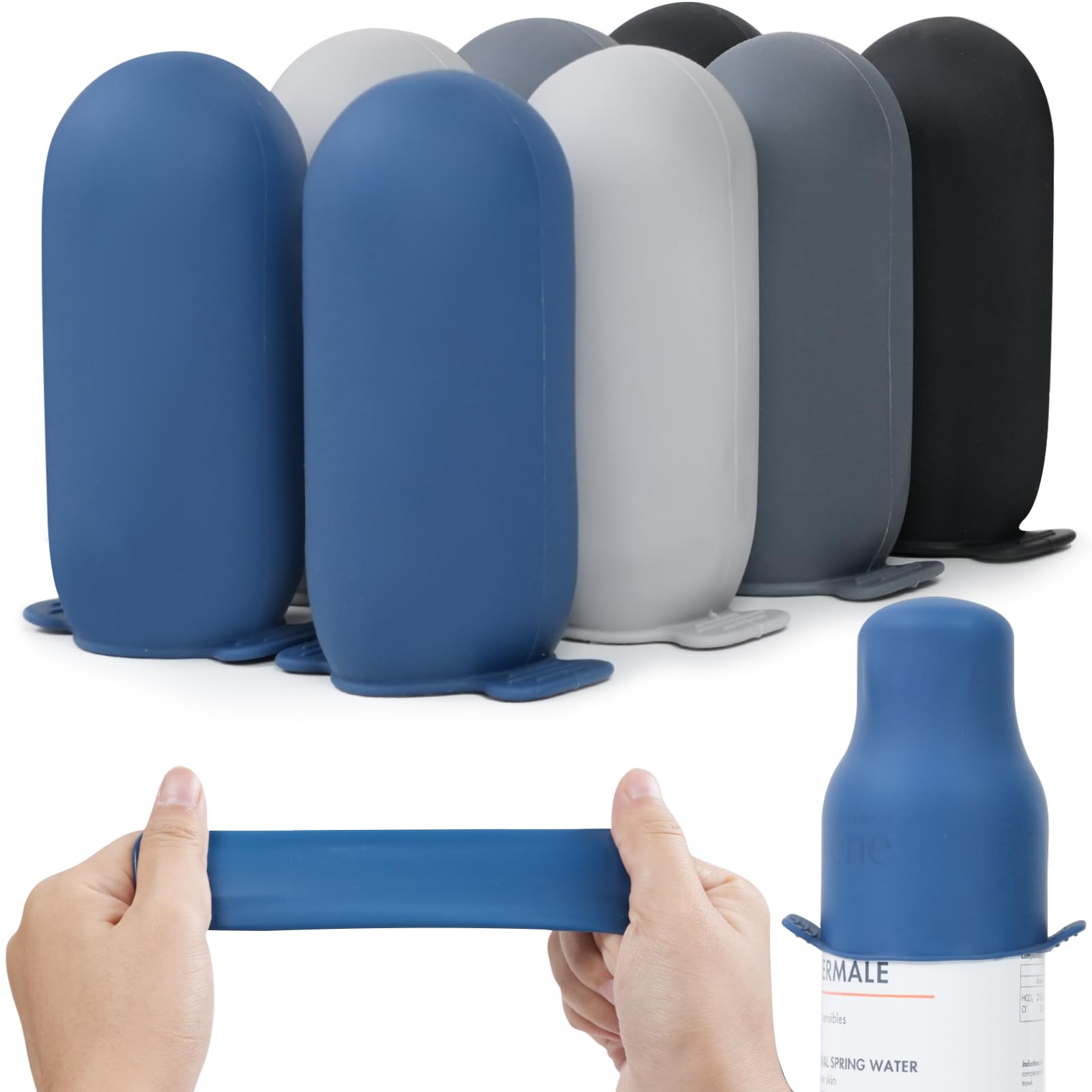 8 Pack Silicone Bottle Covers - Elastic Leak-Proof Travel Toiletry Sleeves for Women & Men | Cruise, Airplane & Luggage Essentials | Perfect for Shampoo, Lotion & Cosmetic Bottles During Trips