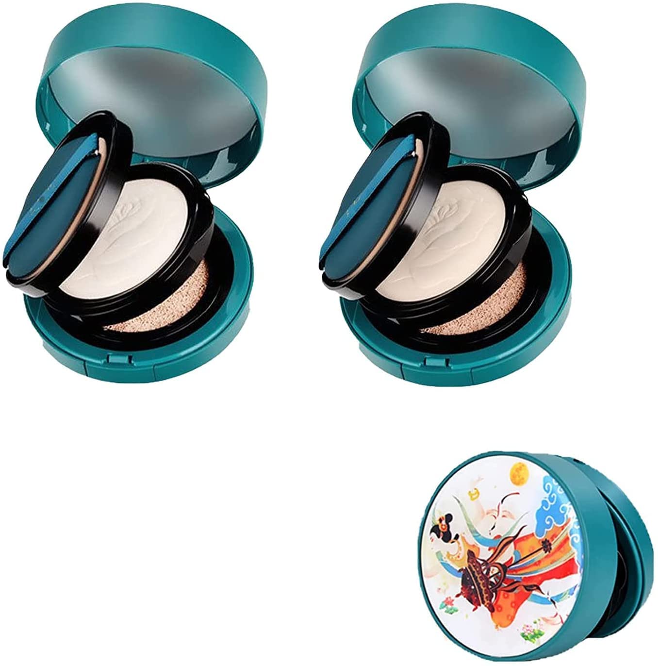 Red Ginseng & Bird's Nest Moisturizing Air Cushion CC Cream - 2-in-1 Foundation & Pressed Powder, Waterproof Concealer Makeup (Ivory/Natural) | Perfect for Daily Wear, Travel & Touch-Ups