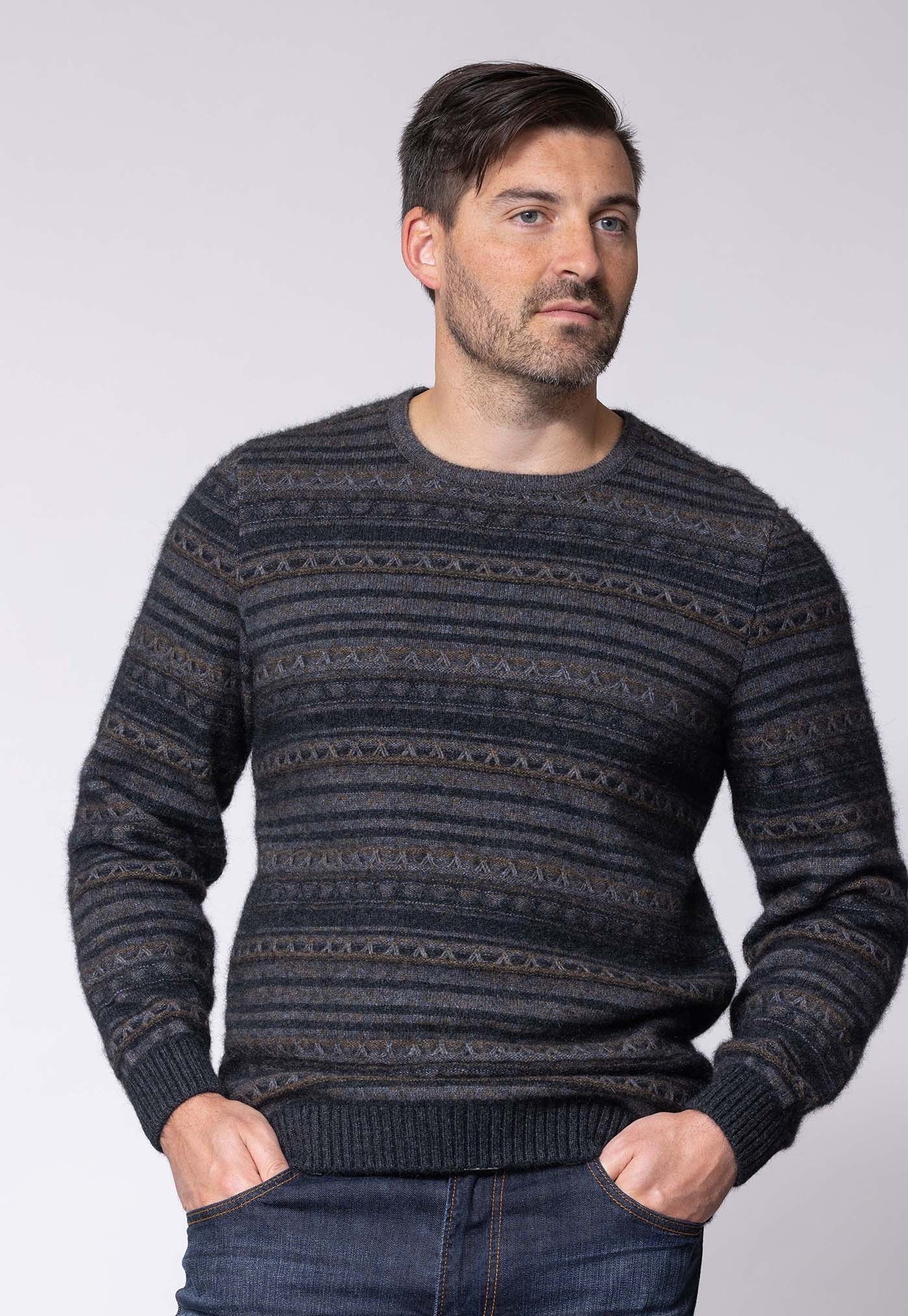 Premium Men's Merino Wool & Possum Fur Artisan Sweater - Soft, Warm & Durable Handmade Knitwear for Winter, Hiking & Outdoor Adventures