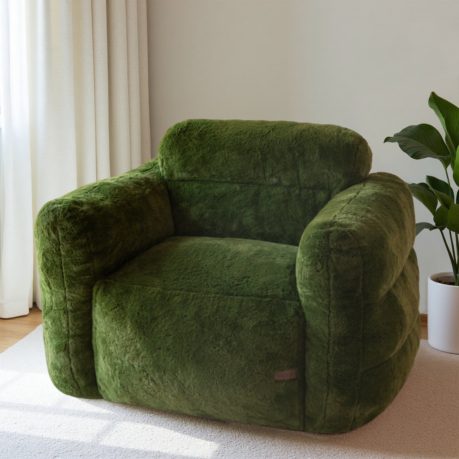 MAXYOYO Giant Bean Bag Chair - Ultra Soft Faux Fur Oversized Lounger for Adults & Teens, Green - Perfect for Bedroom, Living Room, Game Room & Dorm Relaxation