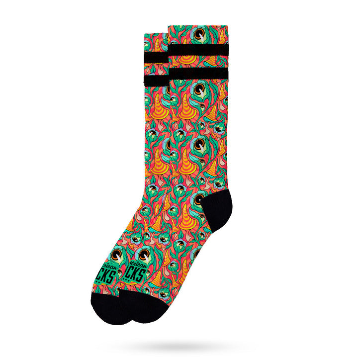 Premium American Socks - Signature Psychotropic Mid-High Cotton Crew Socks for Men & Women - Perfect for Casual Wear, Sports & Gift Giving