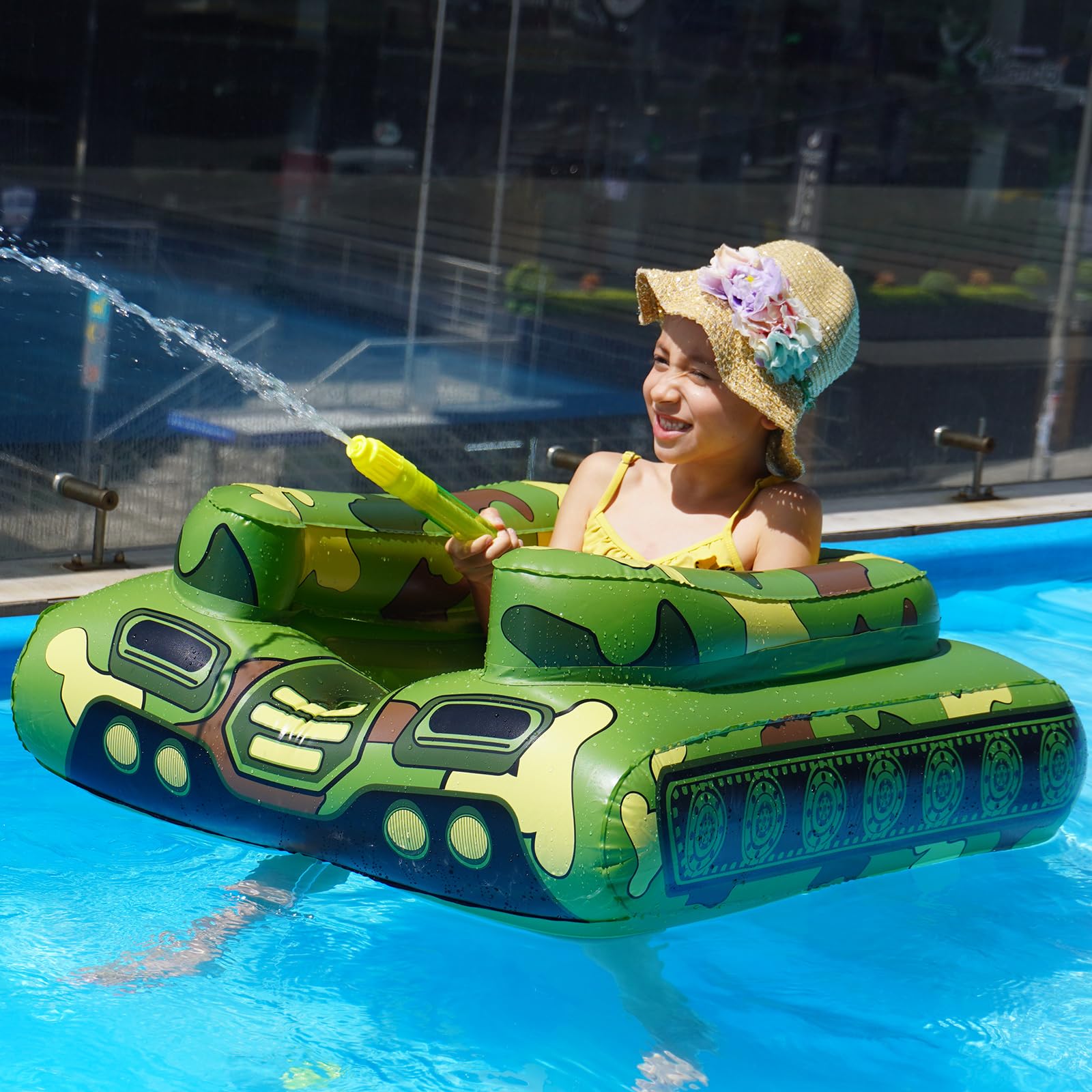 **Jasonwell Inflatable Tank Pool Float for Kids - Toddler Swimming Float with Water Cannon Gun, Lake & Beach Party Toys for Boys & Girls - Perfect for Summer Fun, Pool Parties & Outdoor Water Play**