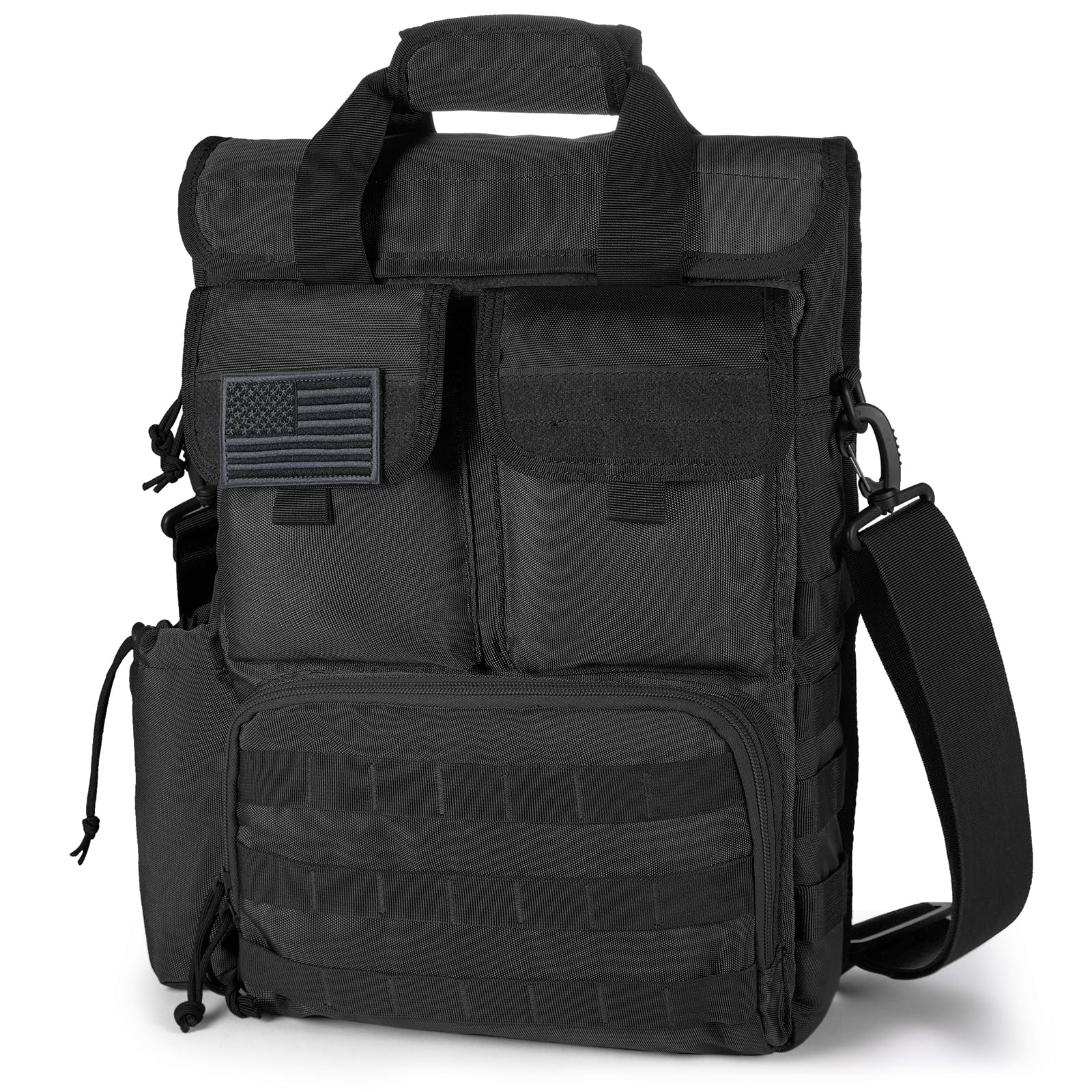 17.3 Inch Tactical Military Laptop Messenger Bag - Durable Crossbody Shoulder Briefcase for Men (Black) - Perfect for Business, Travel & Outdoor Adventures