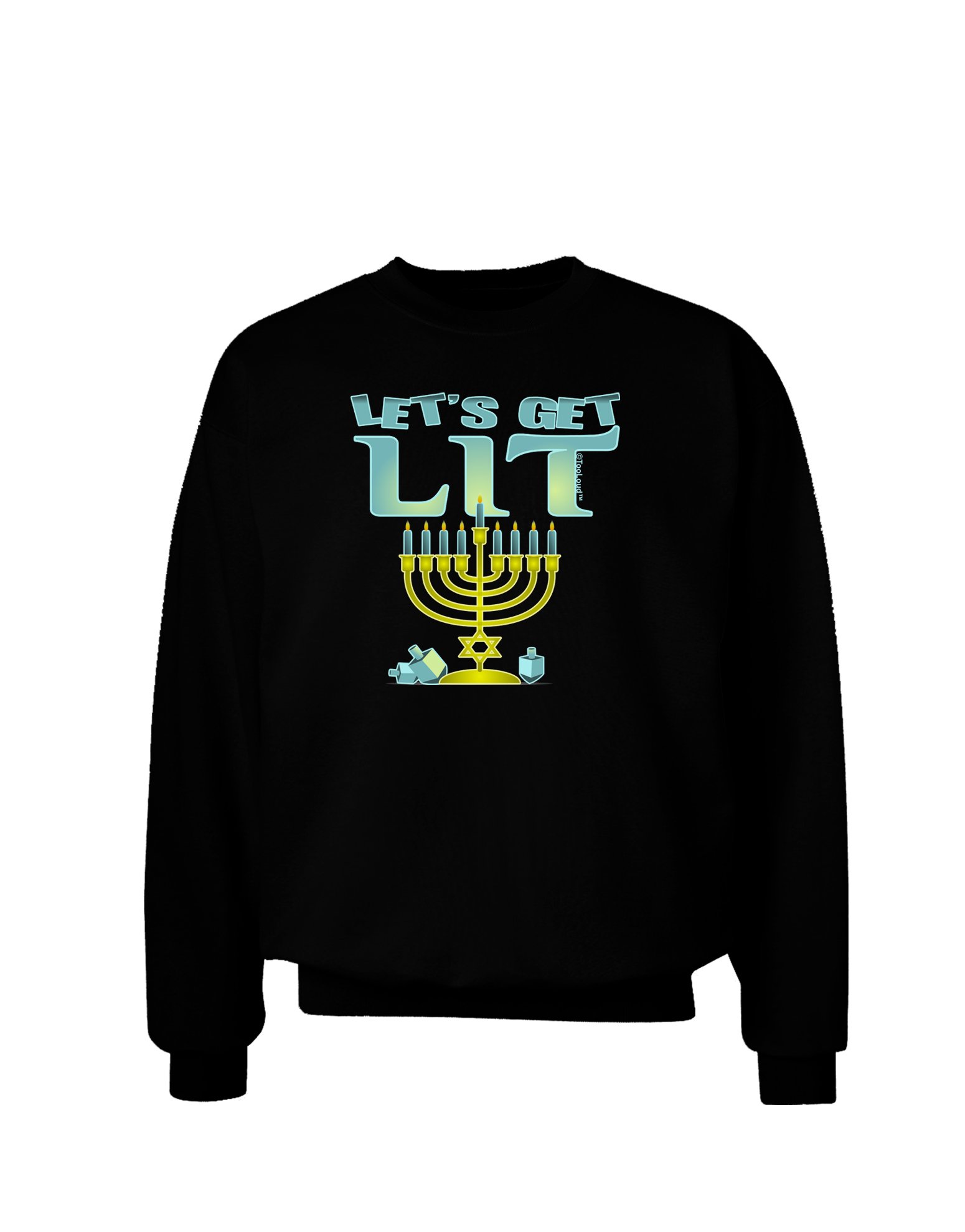 TOOLOUD Let's Get Lit Menorah Hanukkah Sweatshirt for Adults - Dark Pullover Hoodie for Jewish Holiday Celebrations & Casual Winter Wear