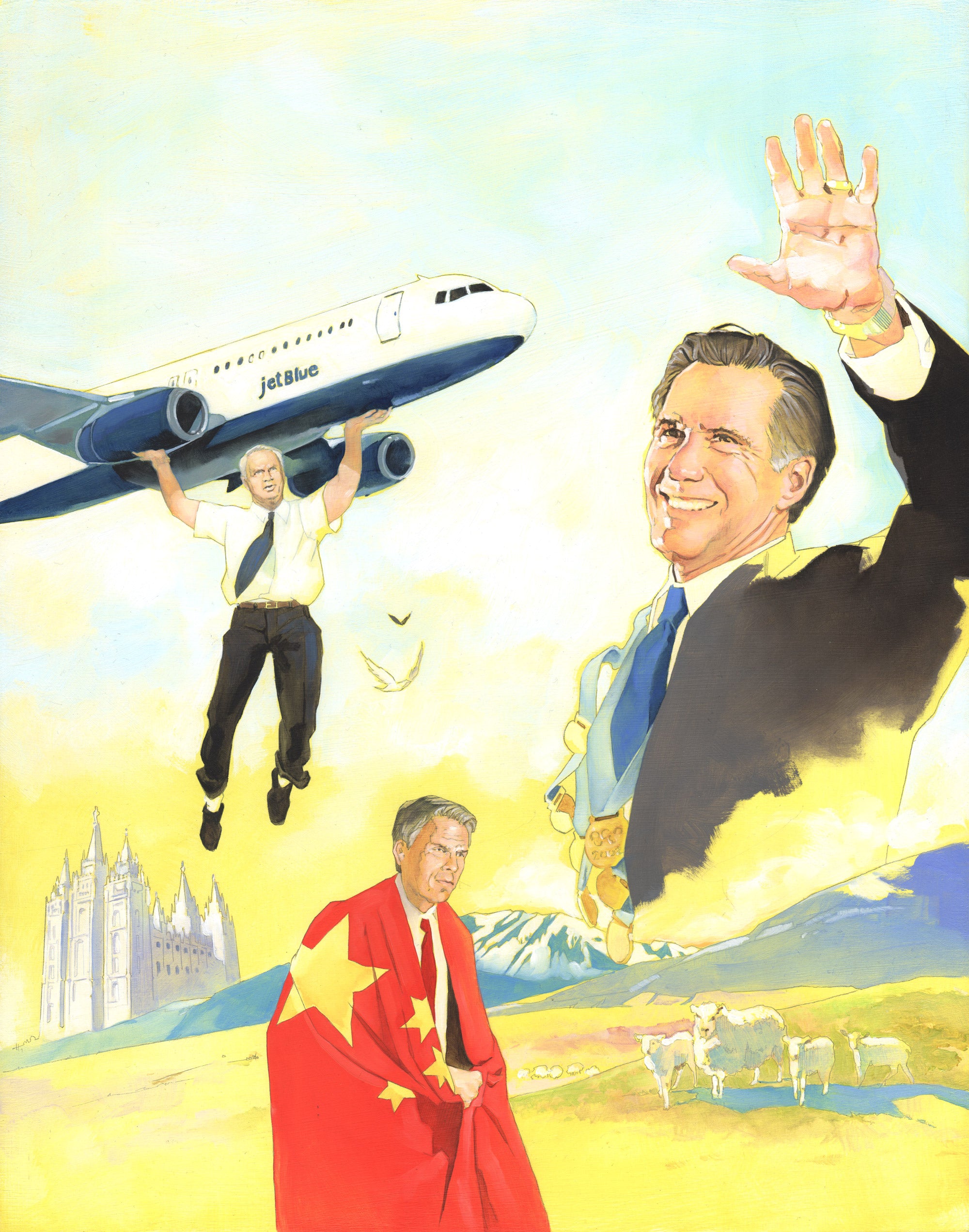 Original Oil Painting of Business Mormons in Action - Wall Art for Office, Home Decor & Gift Ideas