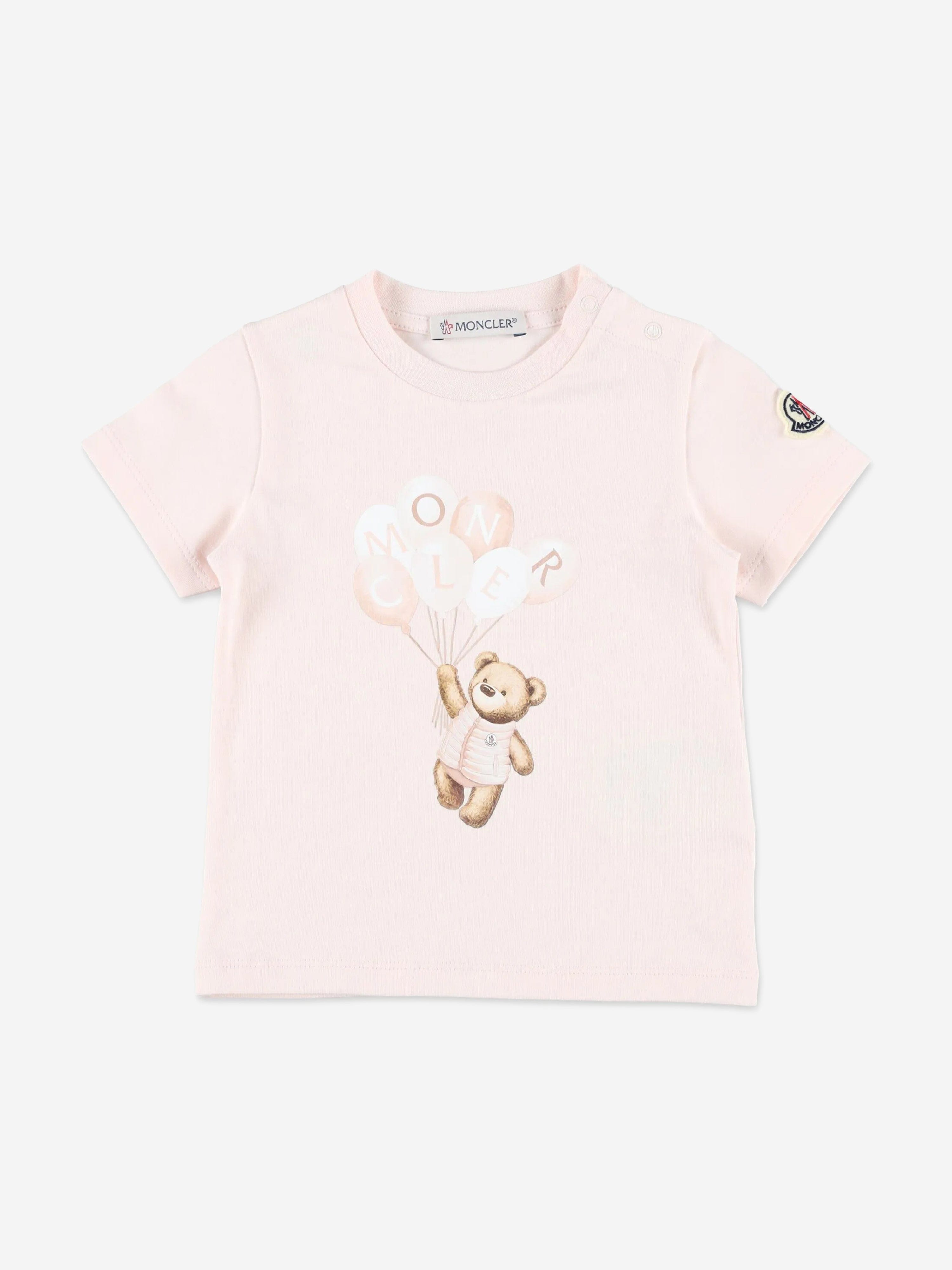 Adorable Baby Girls' Pink Bear Print T-Shirt - Soft Cotton Cute Animal Graphic Tee for Toddler Playdates & Photo Shoots