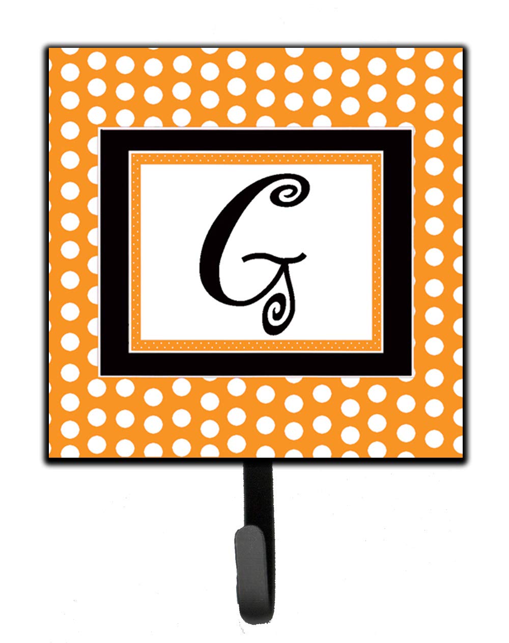 Caroline's Treasures CJ1033-GSH4 Letter G Monogram Wall Hook - Orange Polka Dot Key Holder, Coat Rack & Towel Hanger for Home, Office or Entryway Organization