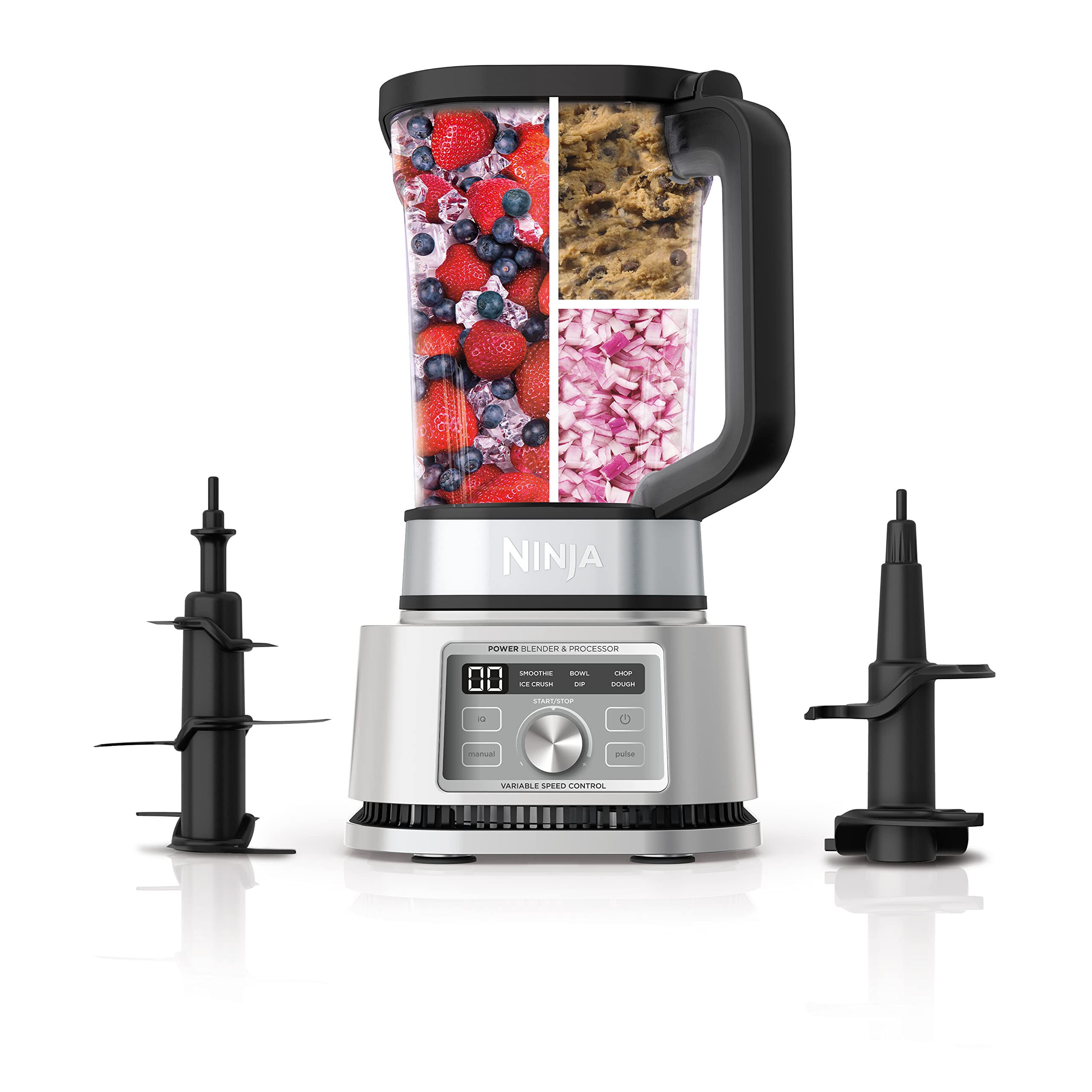 Ninja Foodi SS201 1400W 3-in-1 Power Blender & Food Processor with smartTORQUE - Crush, Mix & Process - 6 Auto-iQ Presets - Perfect for Smoothies, Dough & Meal Prep - Ideal for Home Kitchens & Healthy Lifestyles