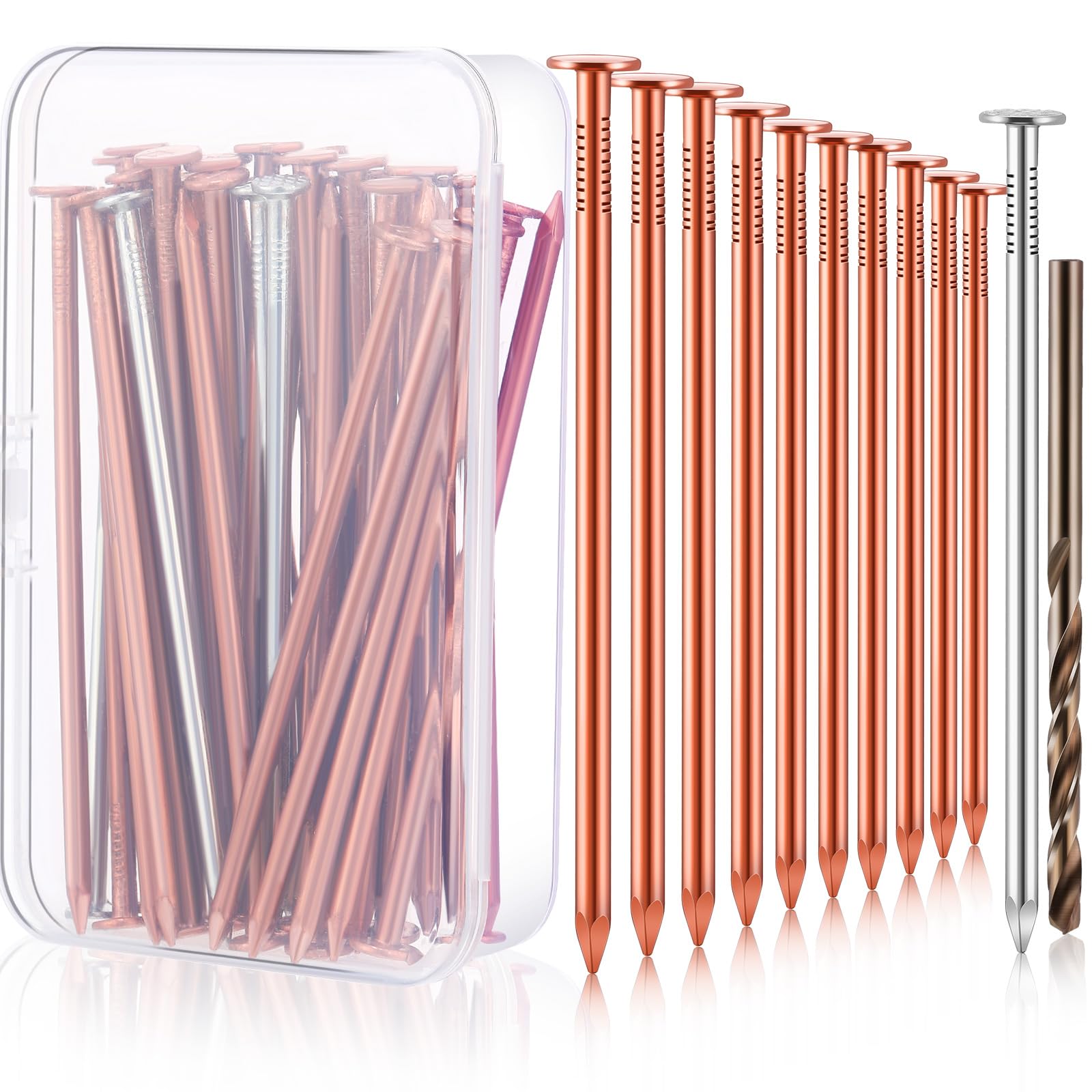 **47 Pcs Copper Nails Tree Stump Killer Set – 40 Copper Nails for Killing Trees, Stumps & Roots – 3.5 Inch Stump Removal Spikes with 4 Steel Nails, 2 Drill Bits & Storage Box – Ideal for Yard Maintenance, Landscaping & DIY Tree Removal**