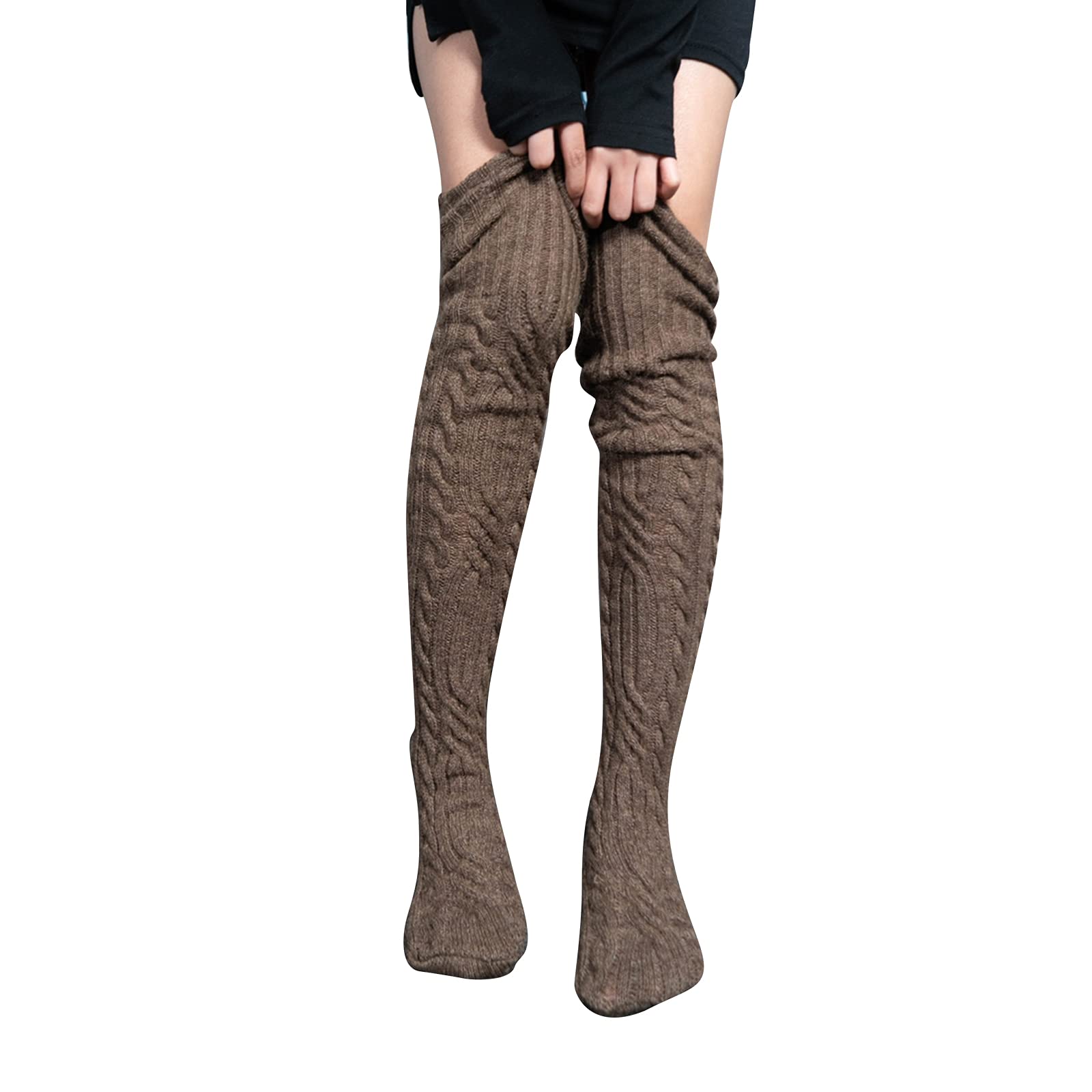 Women's Extra Long Knitted Cable High Boot Socks - Winter Thigh Warm Over Knee Stockings for Women - Perfect for Cold Weather, Boots & Stylish Layering