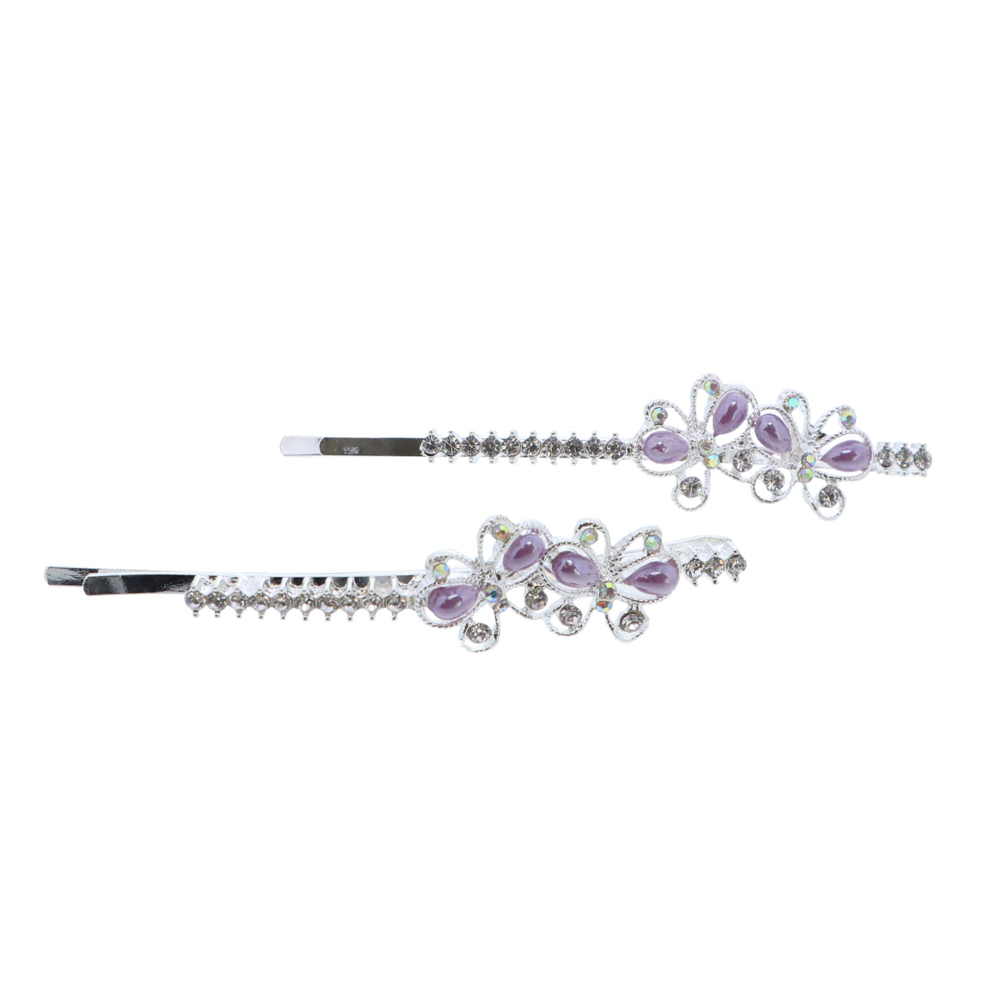 Elegant Lavender Butterfly Pearl Hair Pins for Brides - Set of 2, Perfect for Weddings, Proms, and Special Occasions